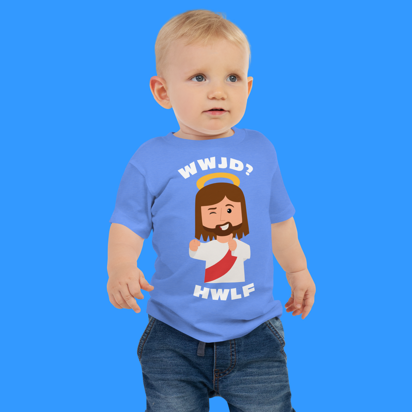 Baby Jersey Short Sleeve T-Shirt – WWJD? HWLF (three colors)