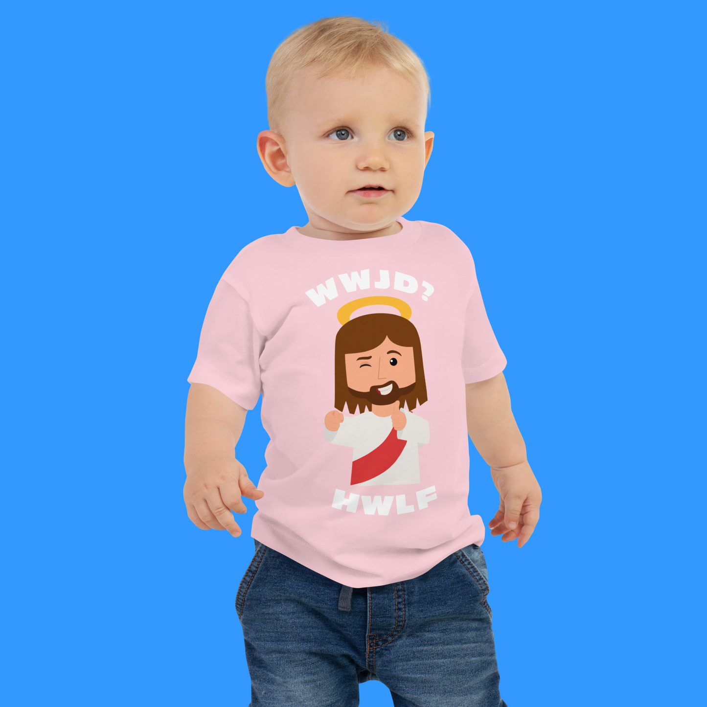 Baby Jersey Short Sleeve T-Shirt – WWJD? HWLF (three colors)