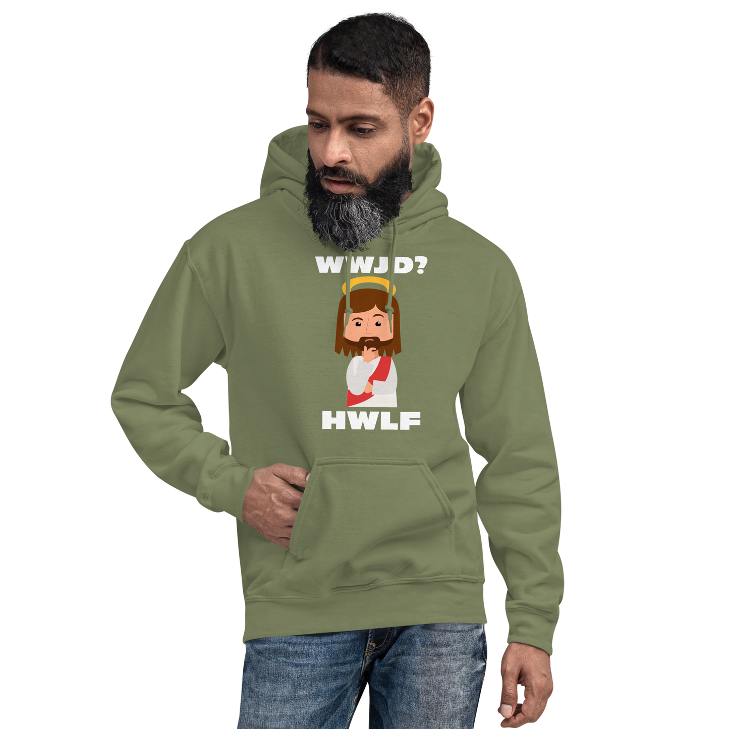 Unisex Hoodie – WWJD? HWLF (14 colors)