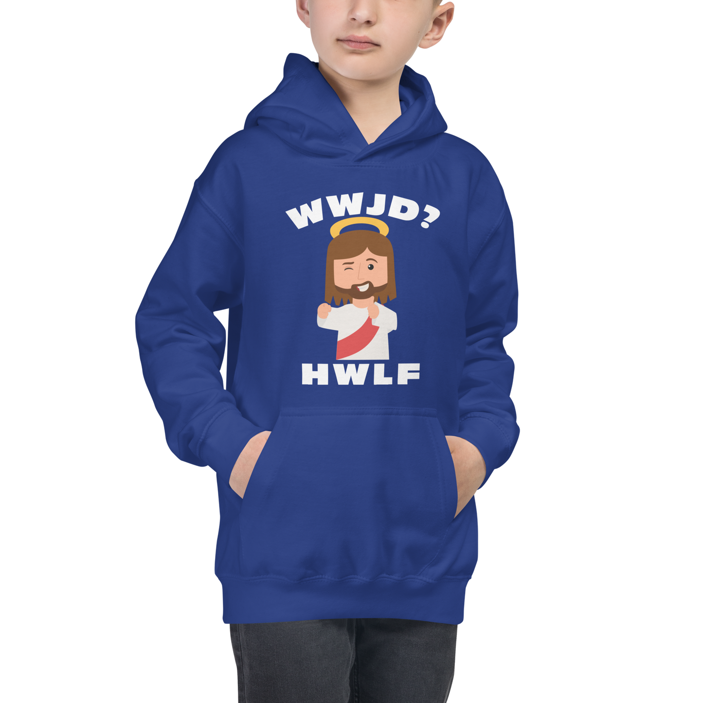 Kids' Hoodie – WWJD? HWLF (four colors)