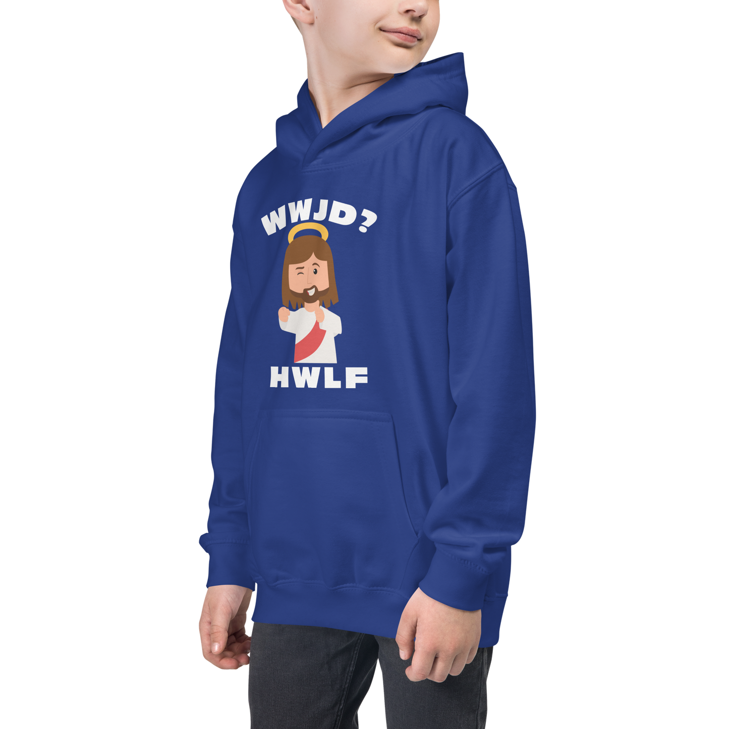 Kids' Hoodie – WWJD? HWLF (four colors)