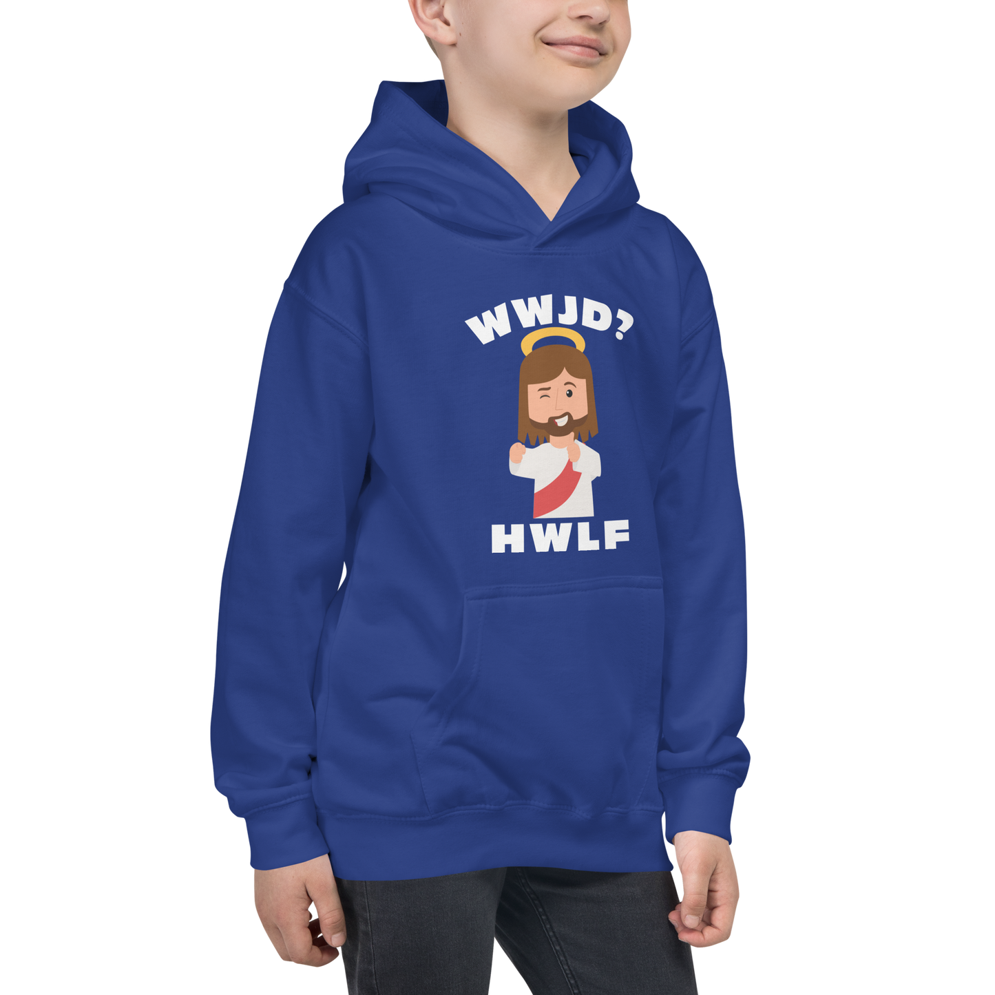 Kids' Hoodie – WWJD? HWLF (four colors)