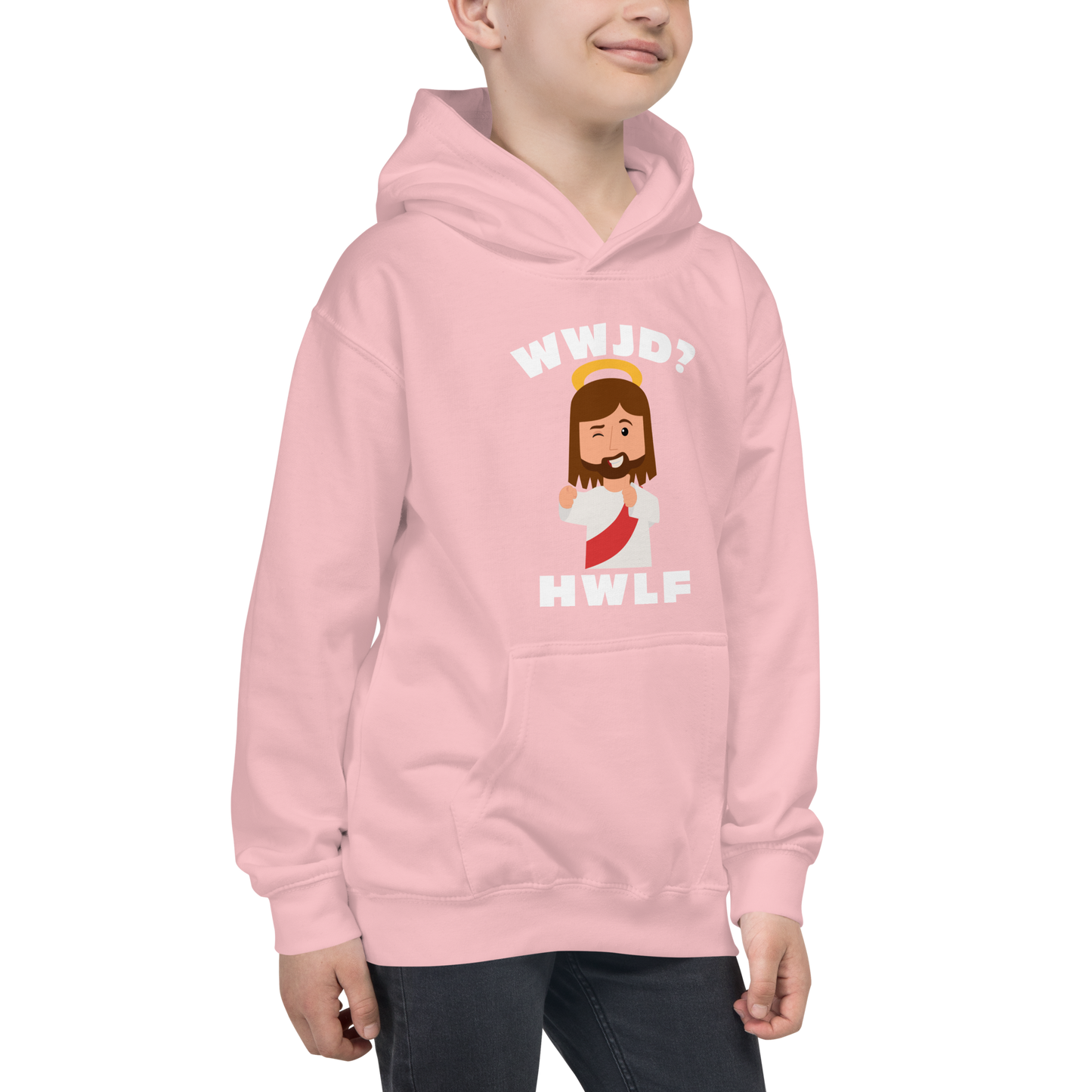 Kids' Hoodie – WWJD? HWLF (four colors)