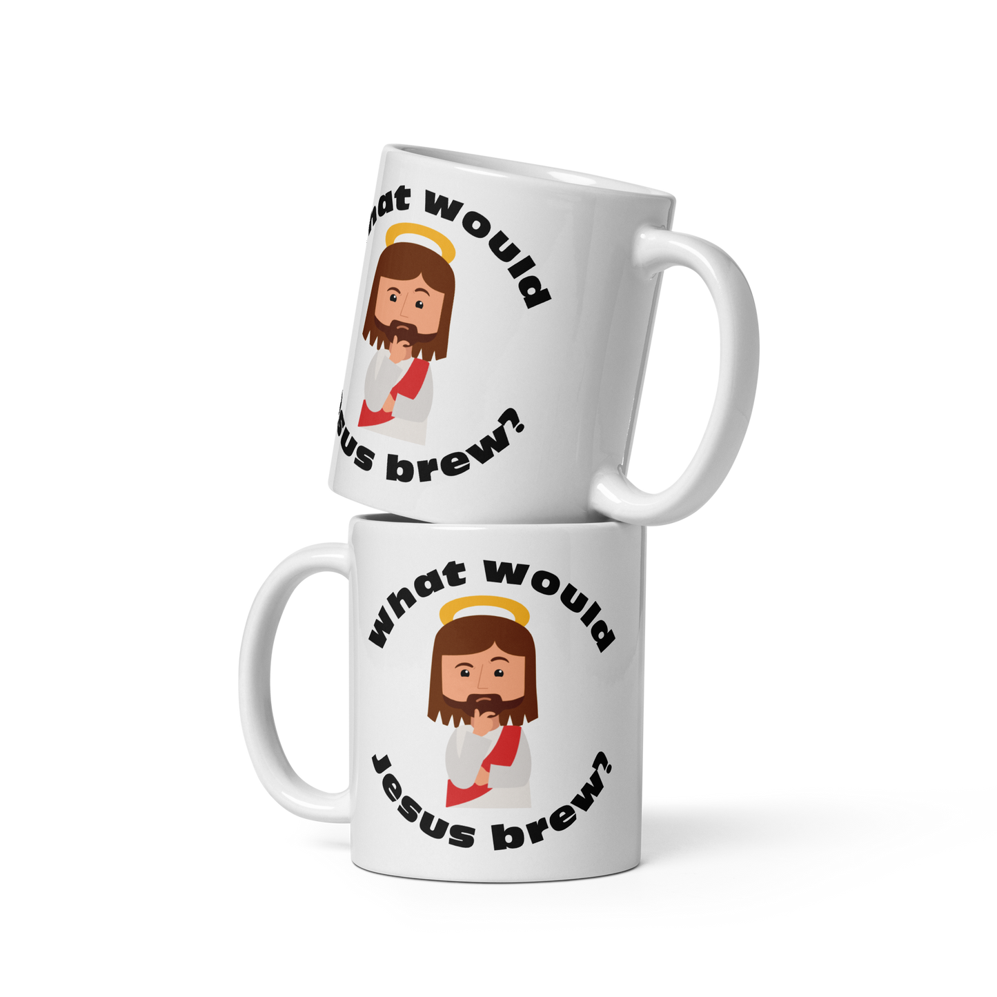 White Glossy Mug – What would Jesus brew? (11oz)