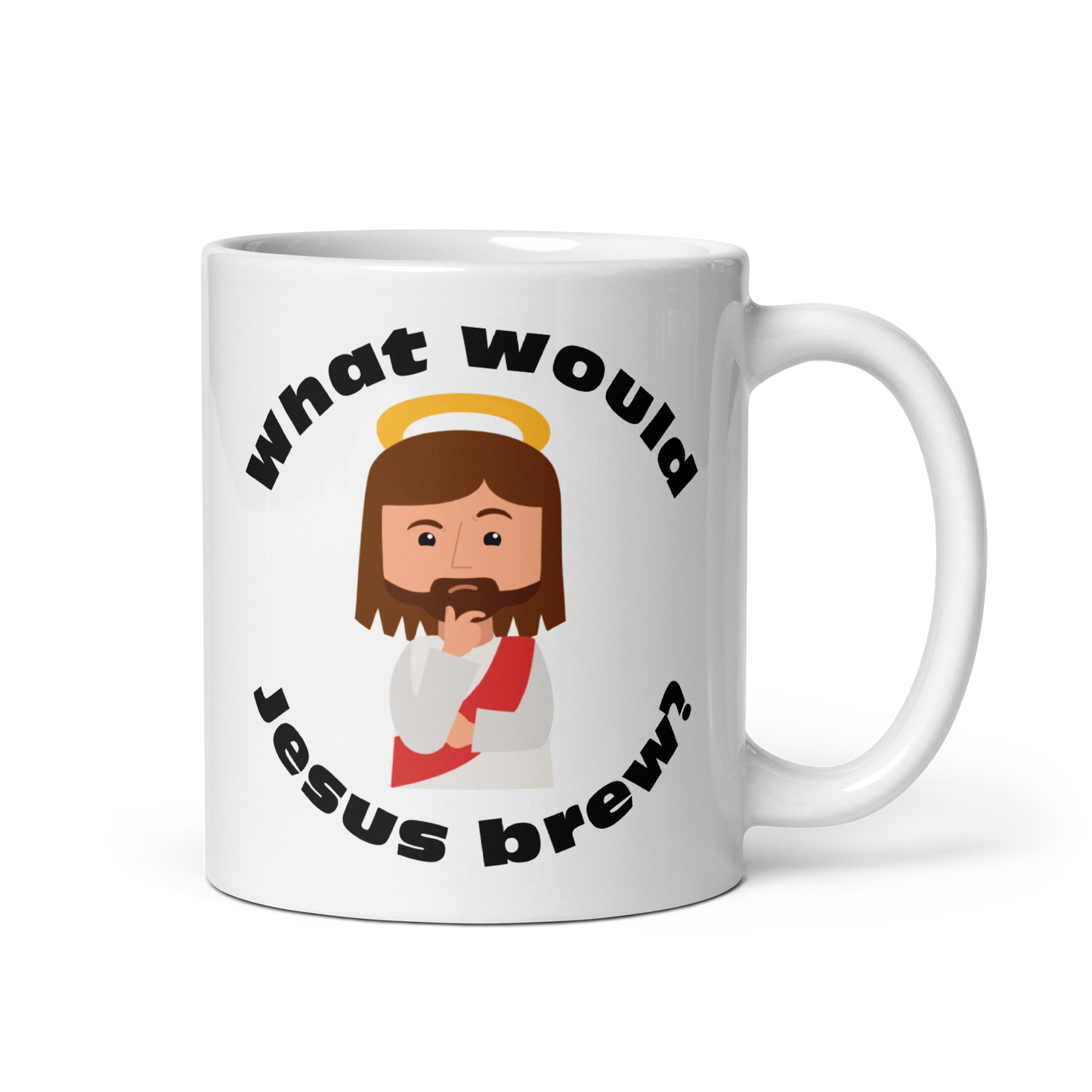 White Glossy Mug – What would Jesus brew? (11oz)