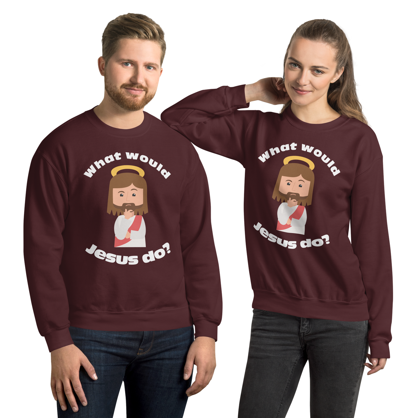 Unisex Sweatshirt – What would Jesus do? (12 colors)