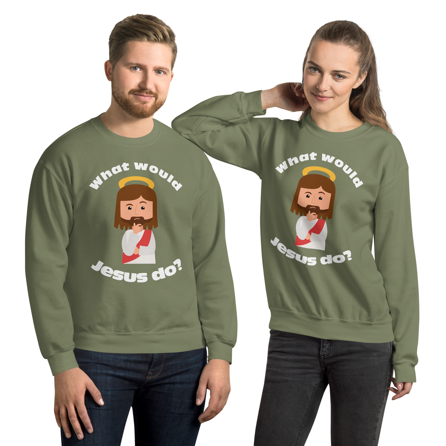 Unisex Sweatshirt – What would Jesus do? (12 colors)