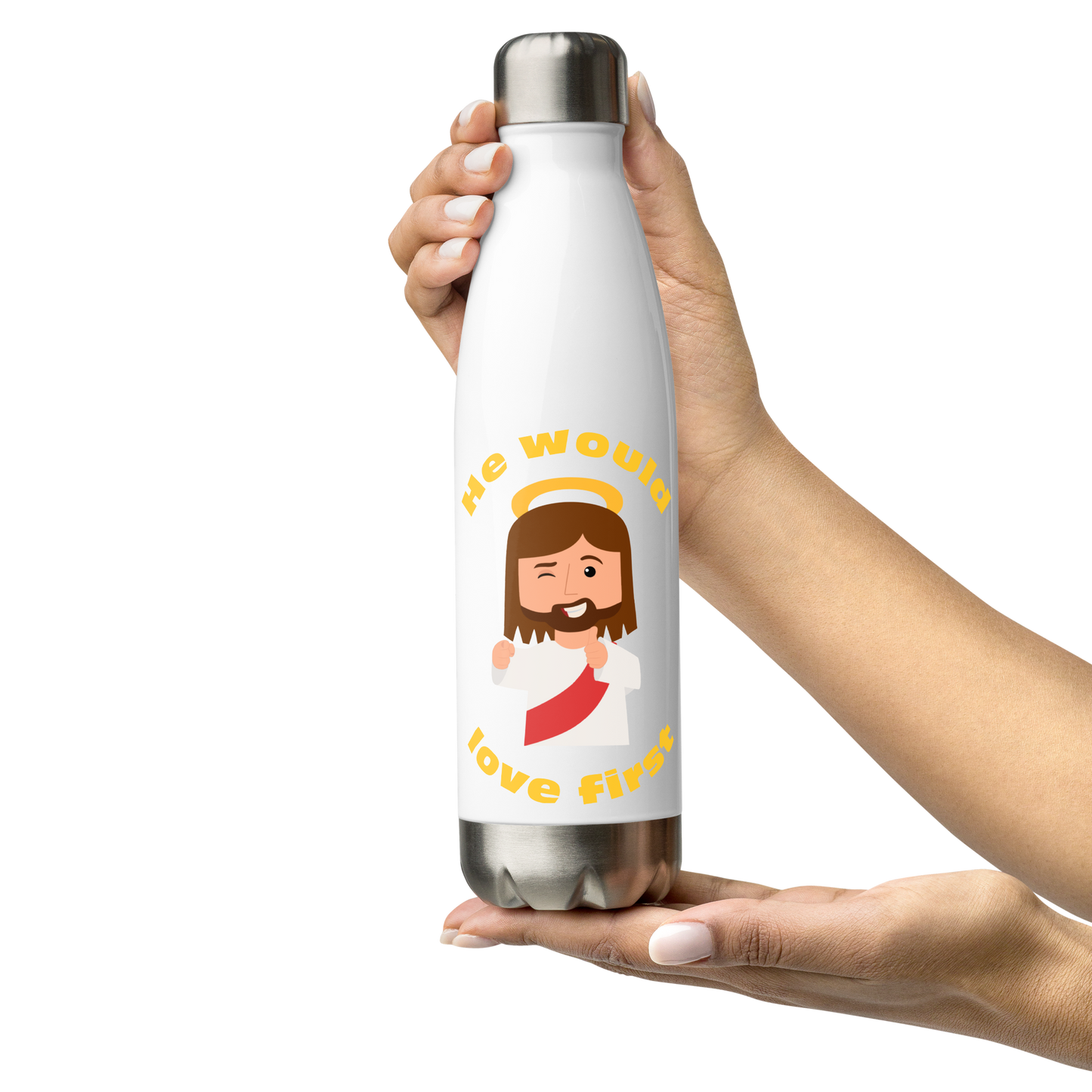 Stainless Steel Water Bottle – What would Jesus do? He would love first (17oz)