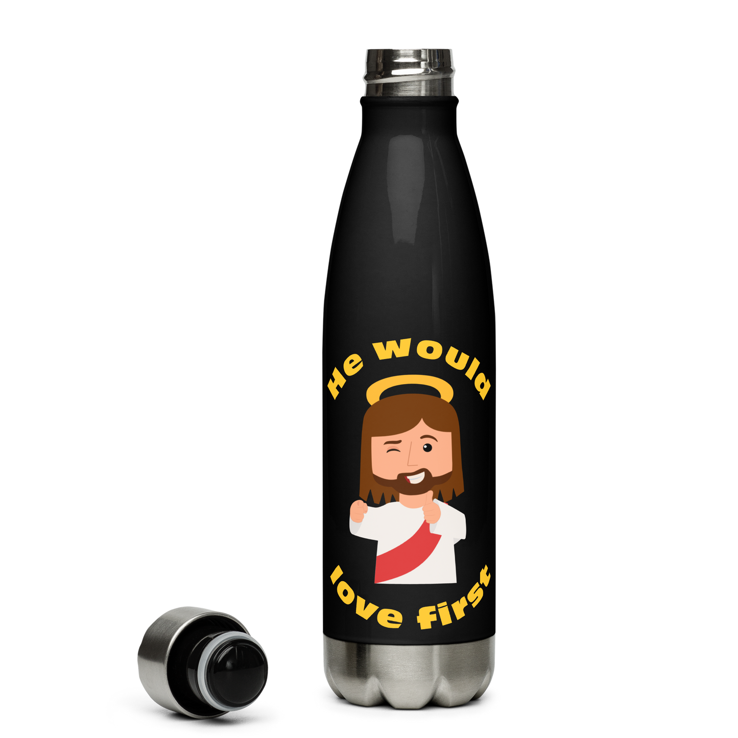 Stainless Steel Water Bottle – What would Jesus do? He would love first (17oz)