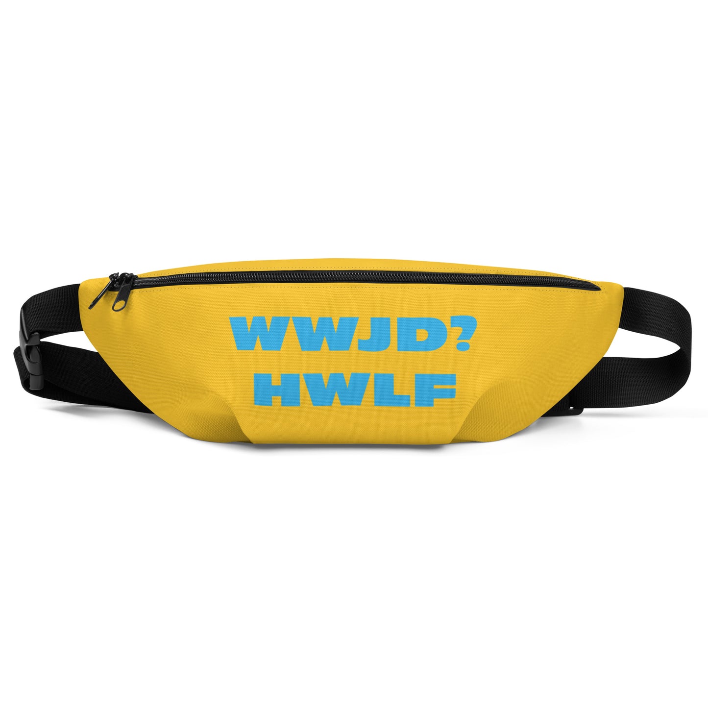 Fanny Pack – WWJD? HWLF (gold/blue; two sizes)