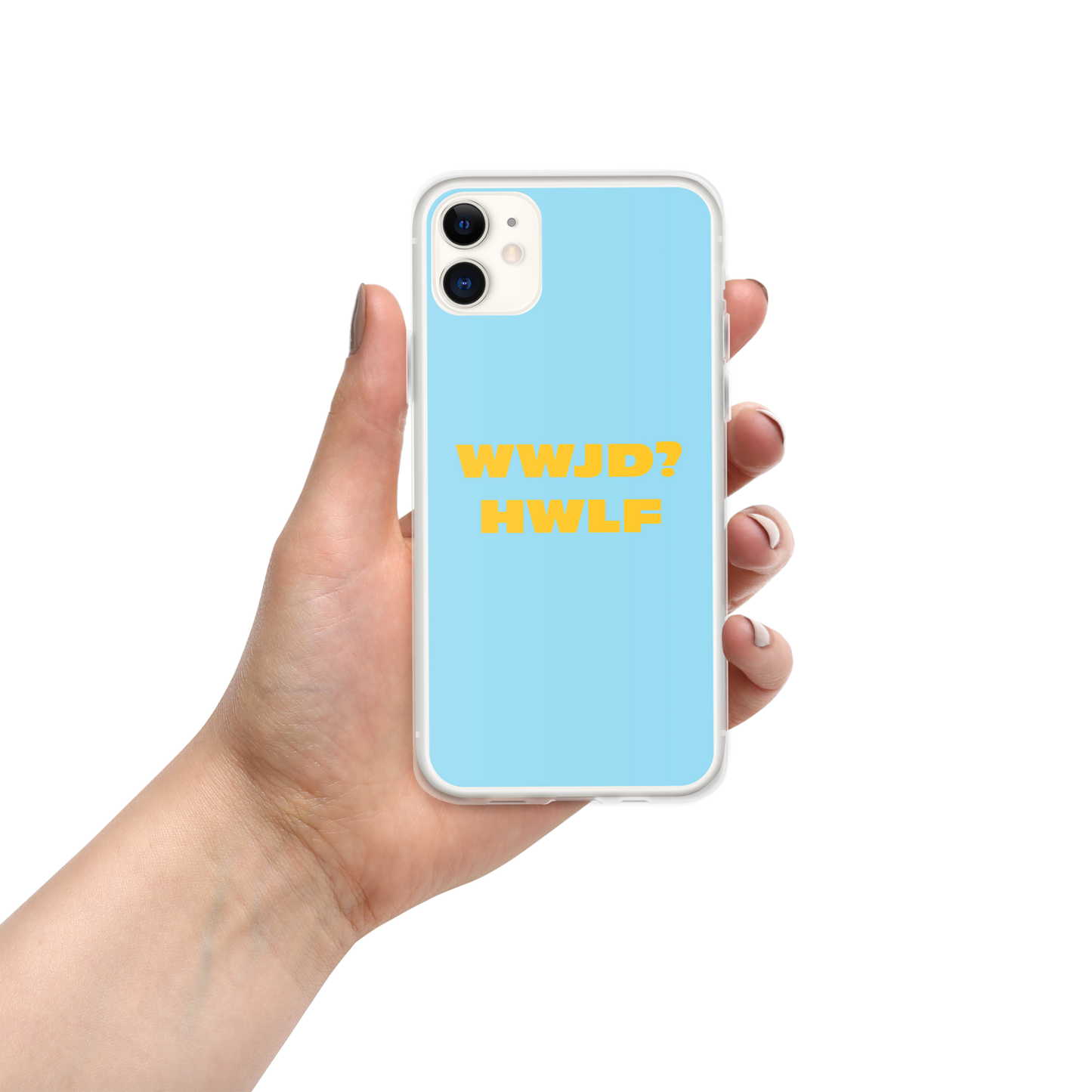 iPhone® Cases – WWJD? HWLF (blue/gold; available for most models)