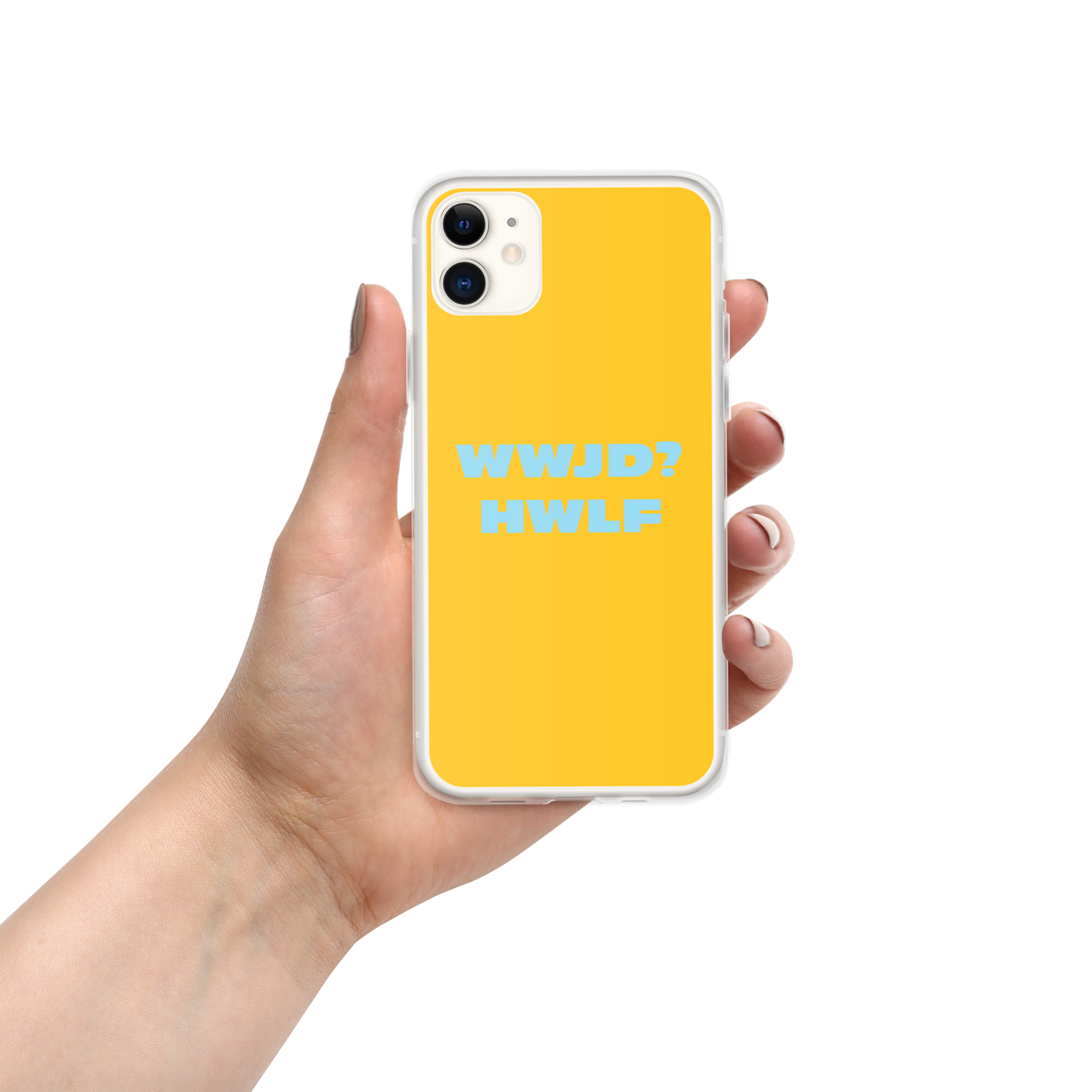 iPhone® Cases – WWJD? HWLF (gold/blue; available for most models)