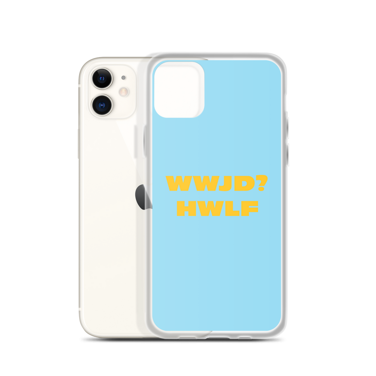 iPhone® Cases – WWJD? HWLF (blue/gold; available for most models)