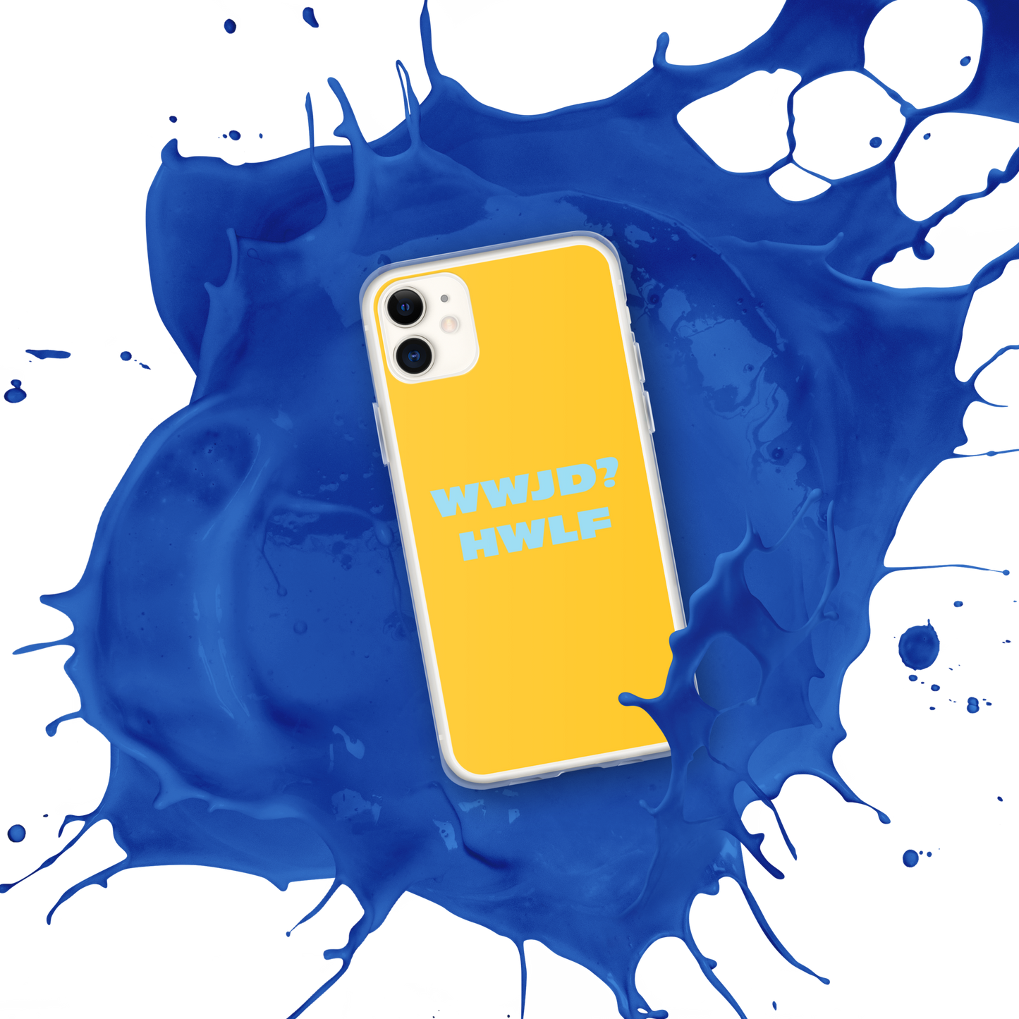 iPhone® Cases – WWJD? HWLF (gold/blue; available for most models)