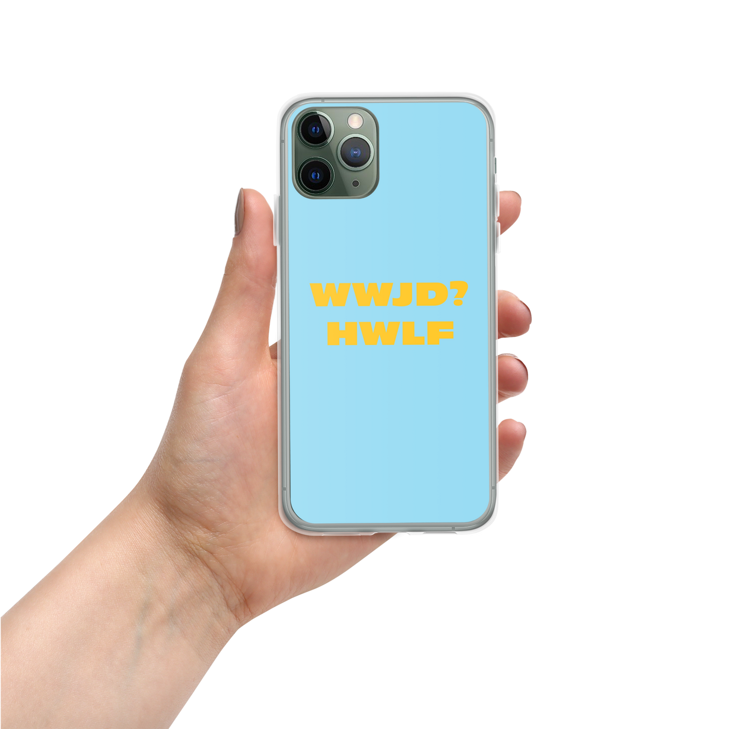 iPhone® Cases – WWJD? HWLF (blue/gold; available for most models)