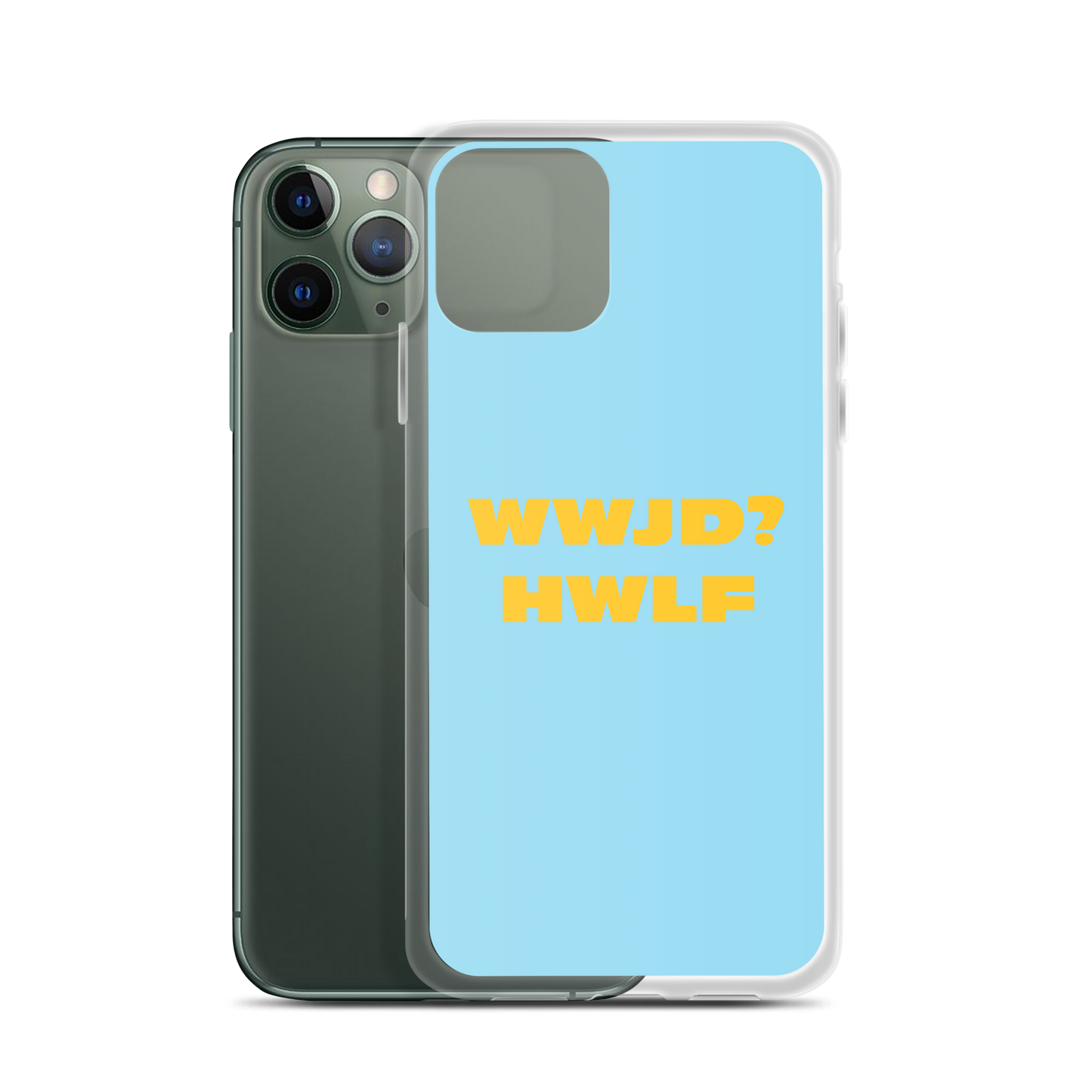 iPhone® Cases – WWJD? HWLF (blue/gold; available for most models)