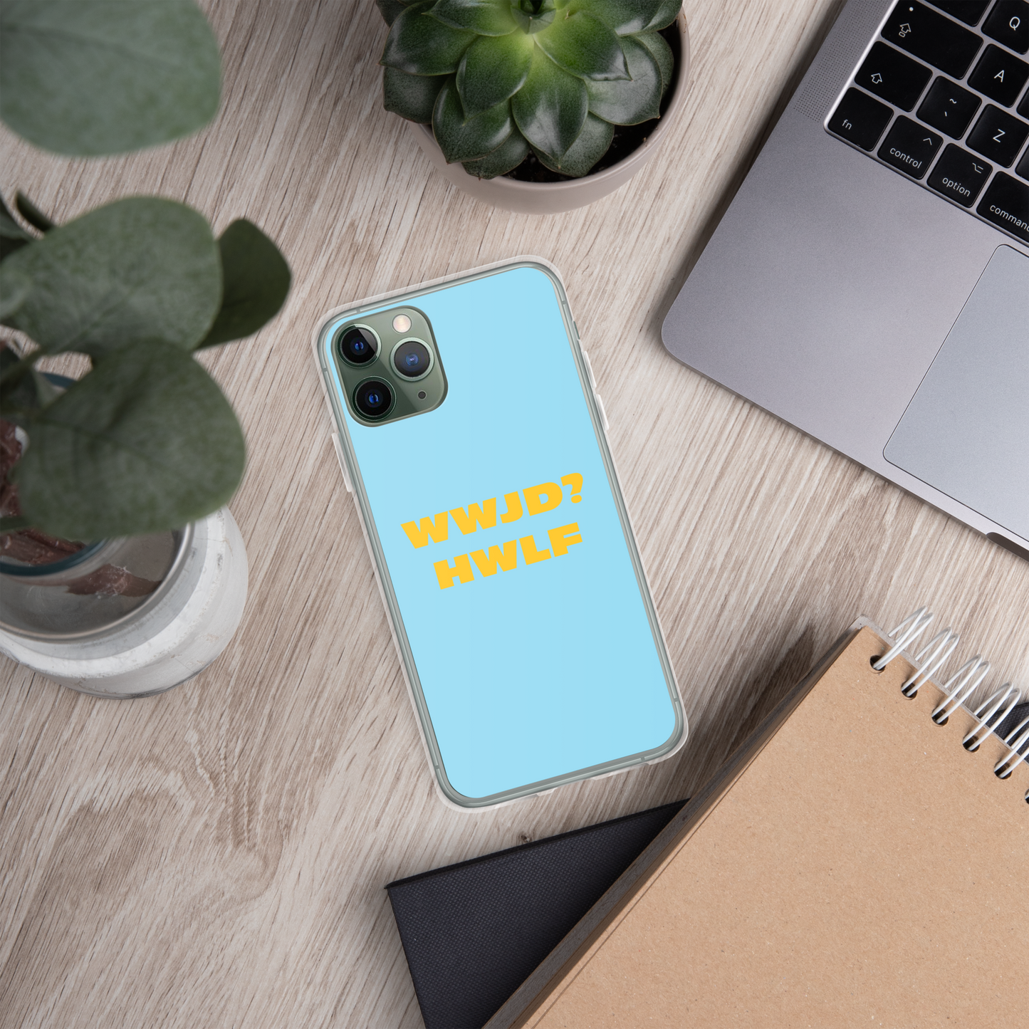 iPhone® Cases – WWJD? HWLF (blue/gold; available for most models)