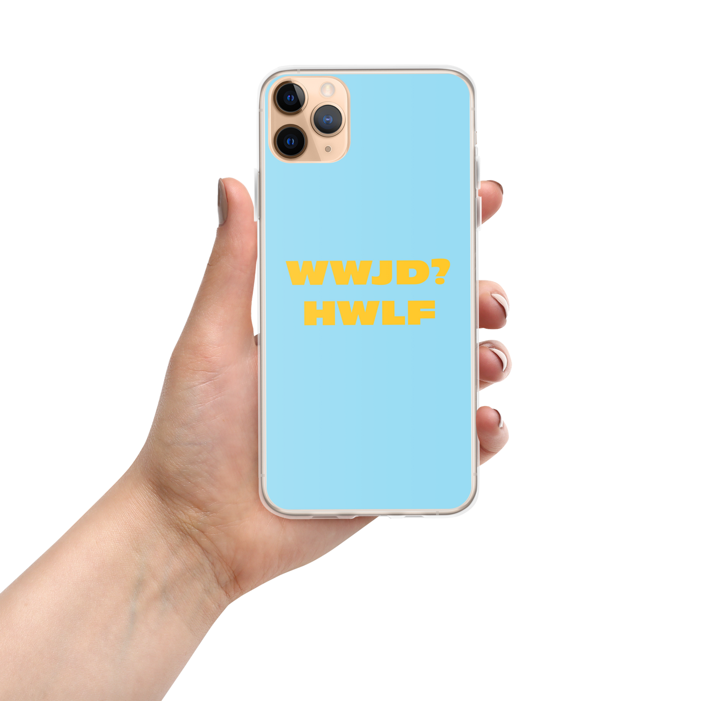 iPhone® Cases – WWJD? HWLF (blue/gold; available for most models)