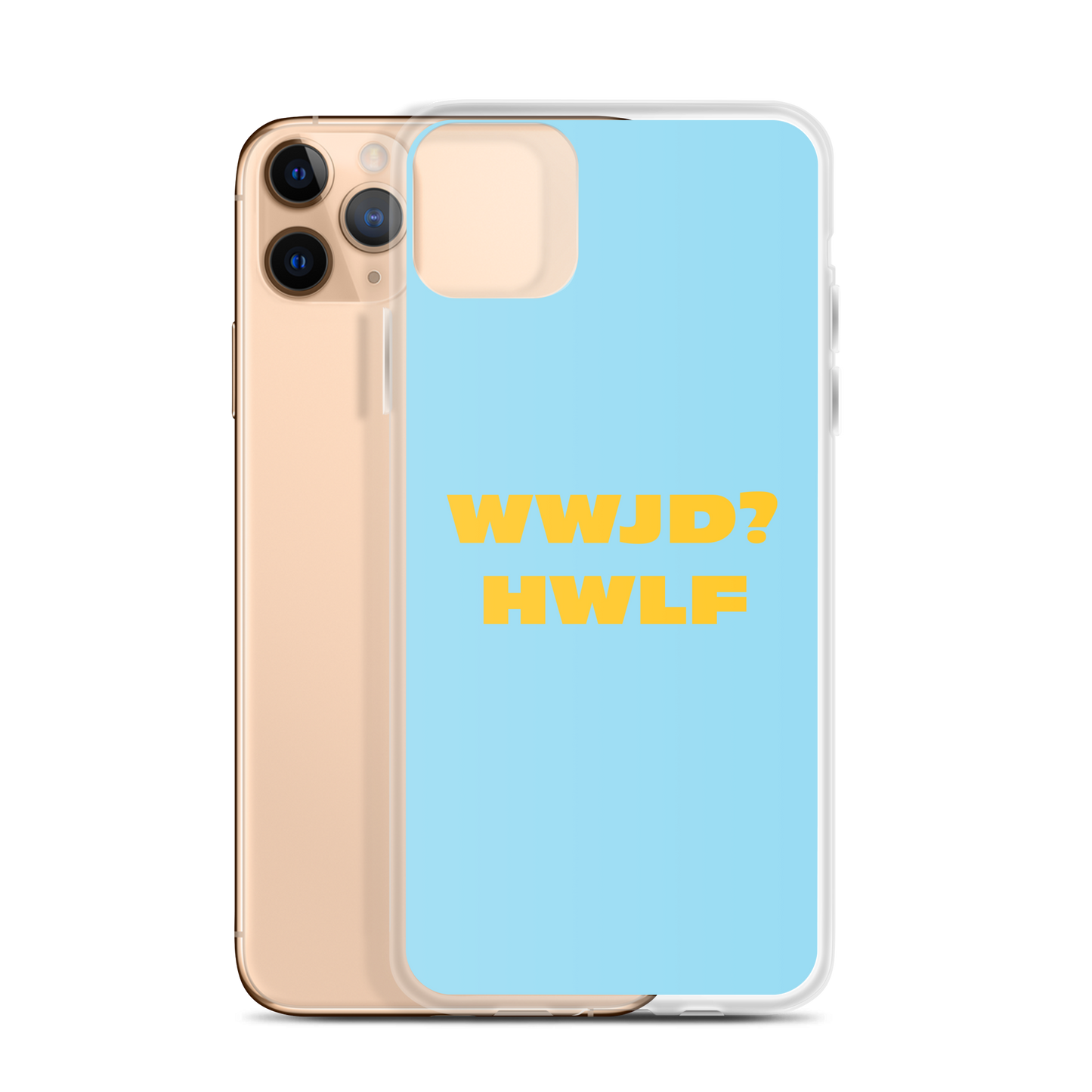 iPhone® Cases – WWJD? HWLF (blue/gold; available for most models)