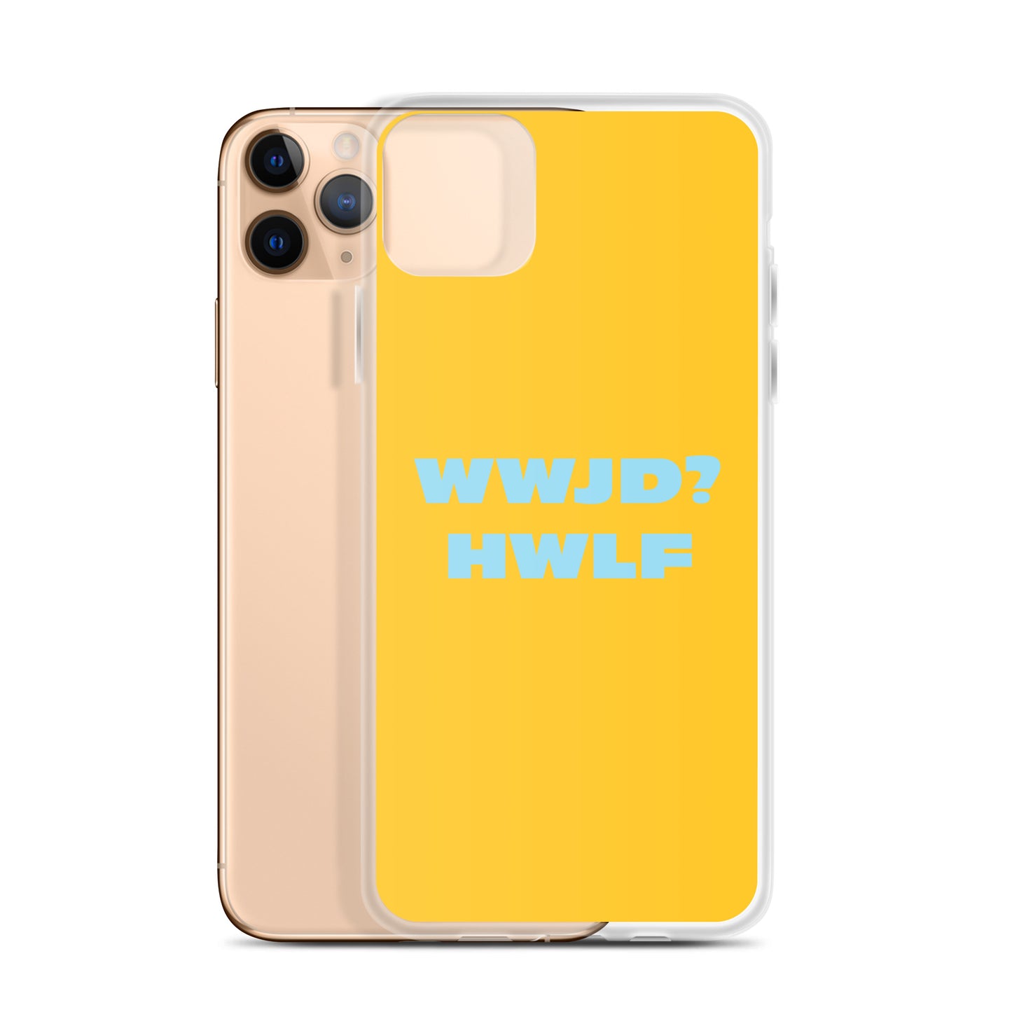 iPhone® Cases – WWJD? HWLF (gold/blue; available for most models)