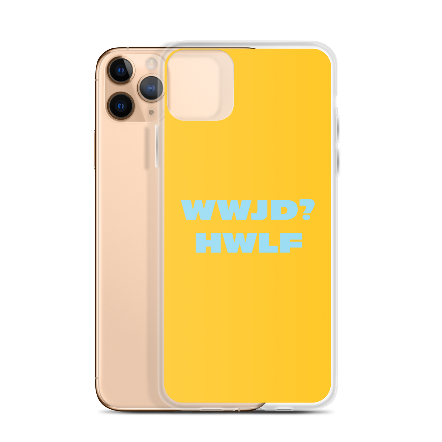 iPhone® Cases – WWJD? HWLF (gold/blue; available for most models)