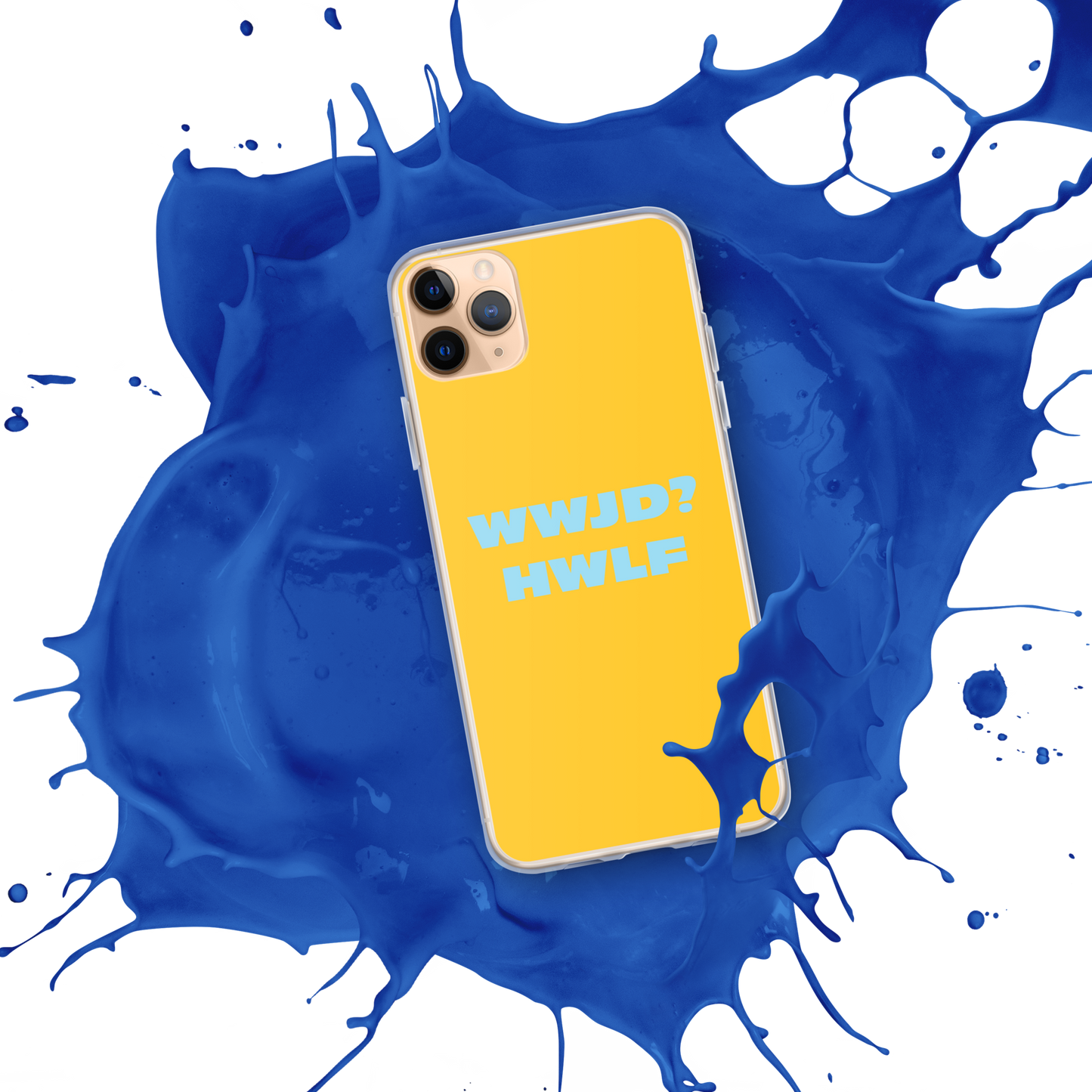 iPhone® Cases – WWJD? HWLF (gold/blue; available for most models)