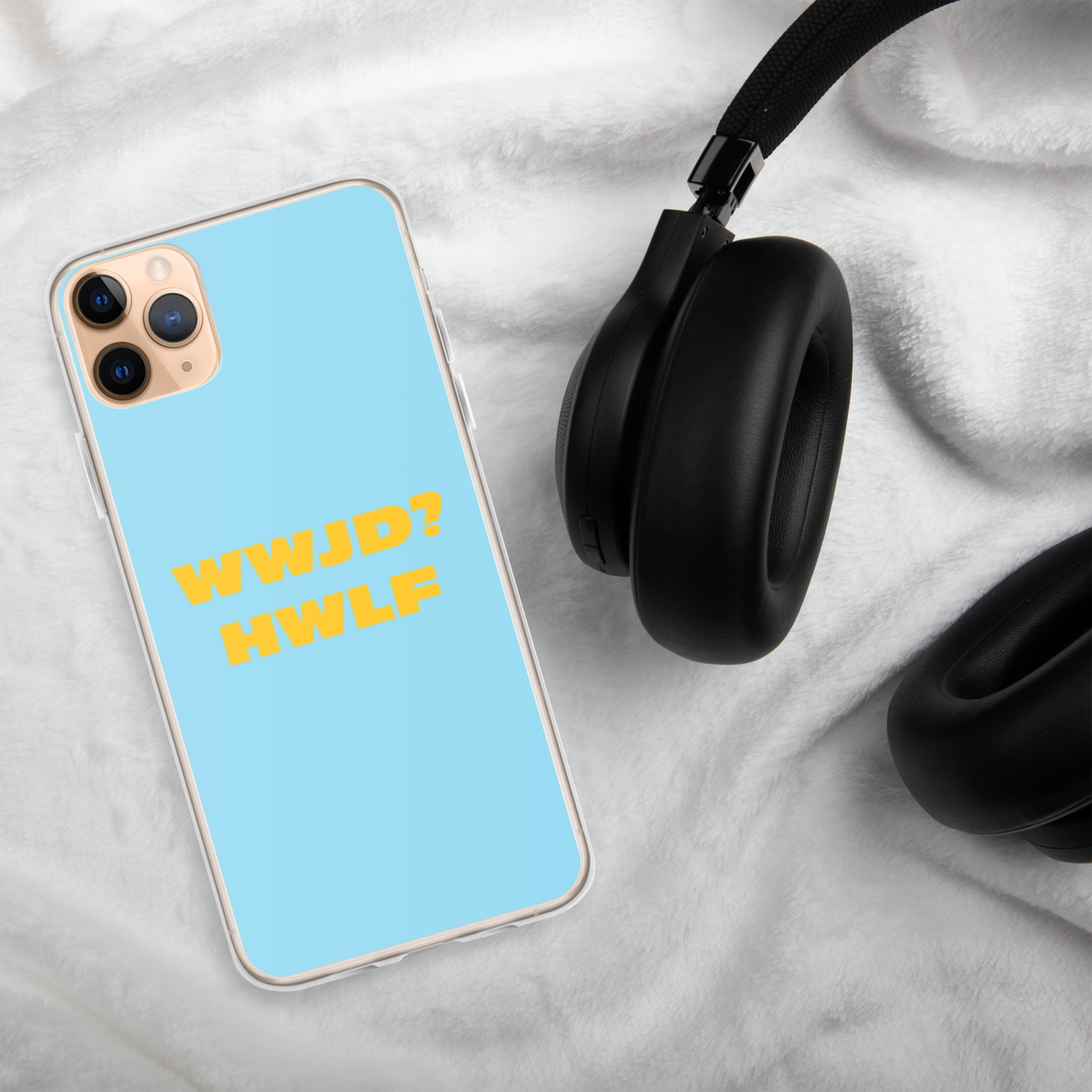 iPhone® Cases – WWJD? HWLF (blue/gold; available for most models)