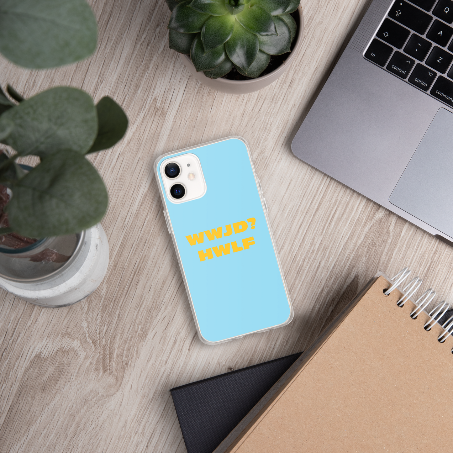 iPhone® Cases – WWJD? HWLF (blue/gold; available for most models)