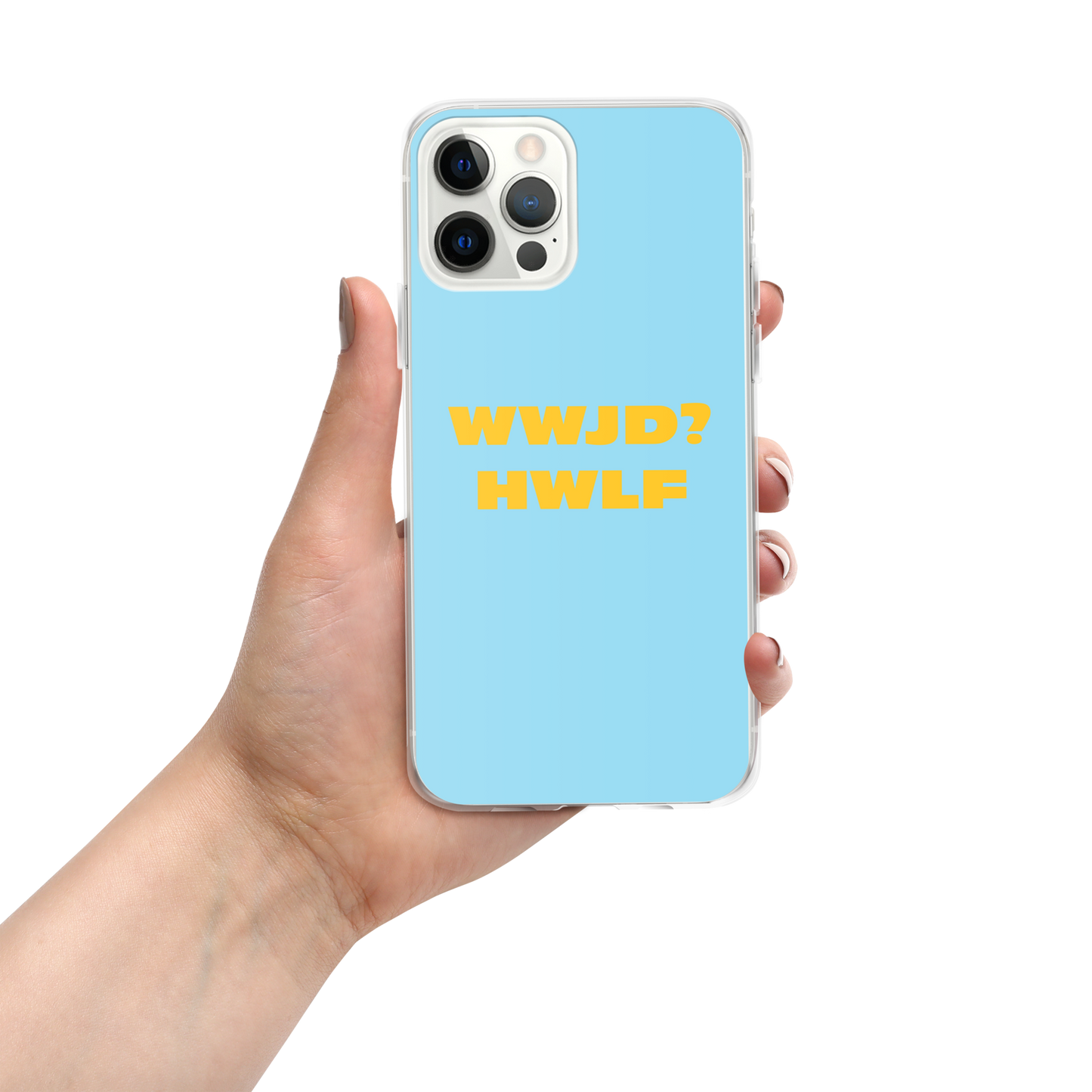 iPhone® Cases – WWJD? HWLF (blue/gold; available for most models)