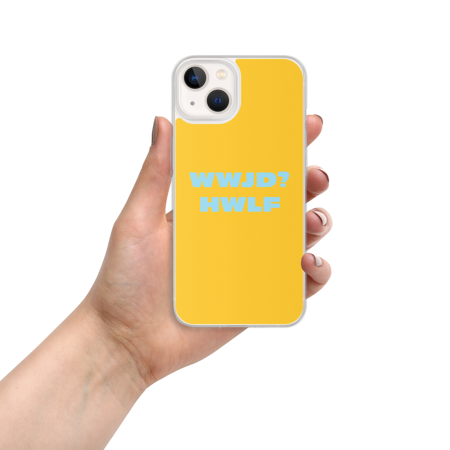 iPhone® Cases – WWJD? HWLF (gold/blue; available for most models)