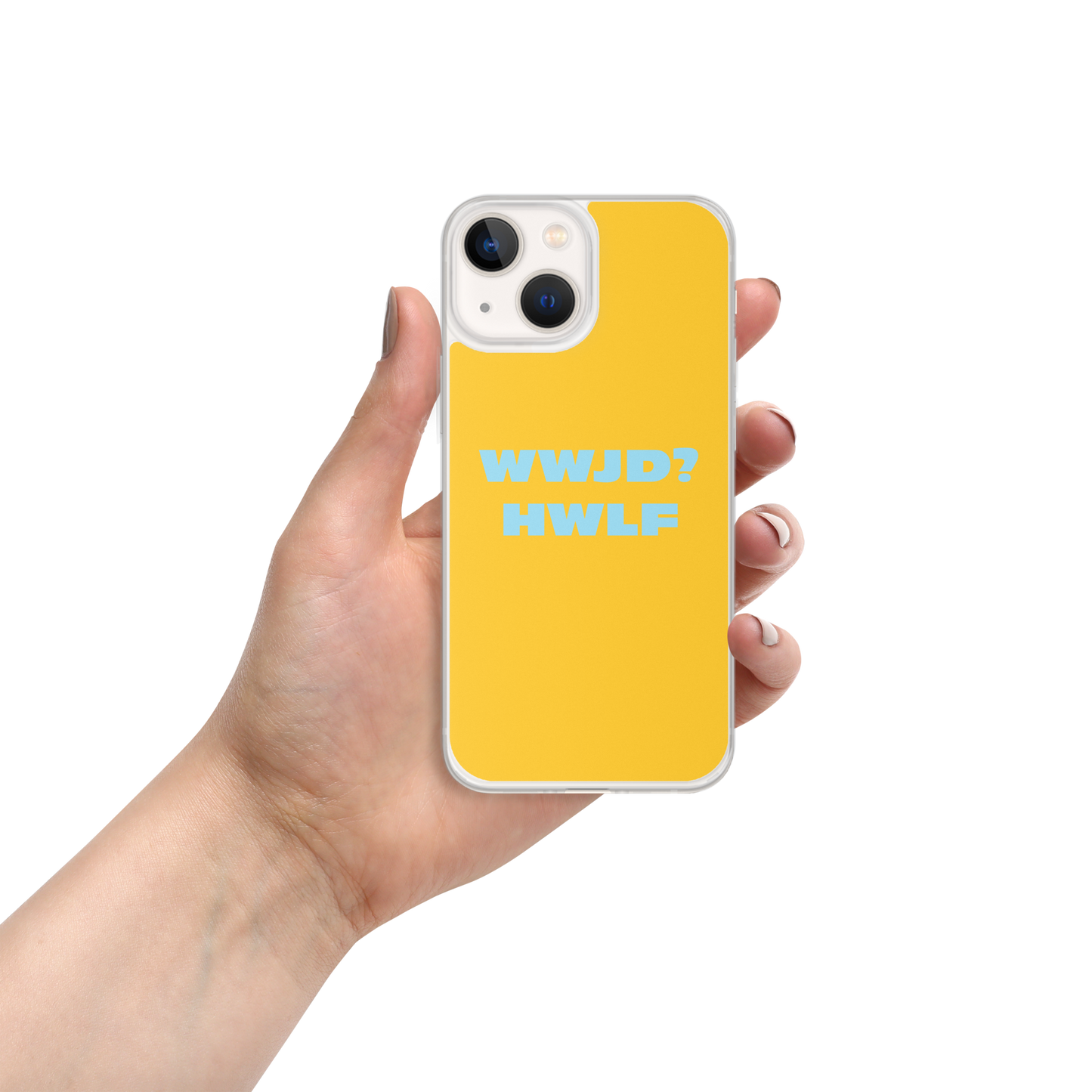 iPhone® Cases – WWJD? HWLF (gold/blue; available for most models)