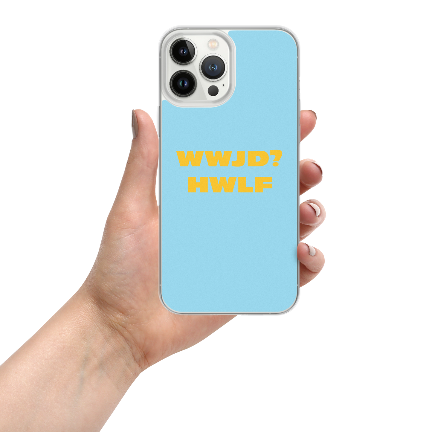 iPhone® Cases – WWJD? HWLF (blue/gold; available for most models)