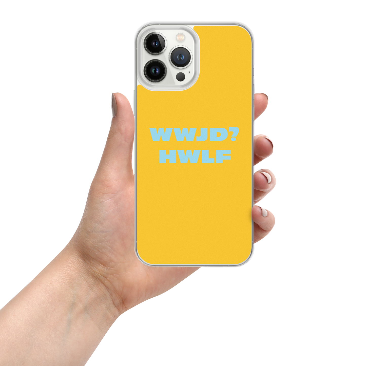 iPhone® Cases – WWJD? HWLF (gold/blue; available for most models)