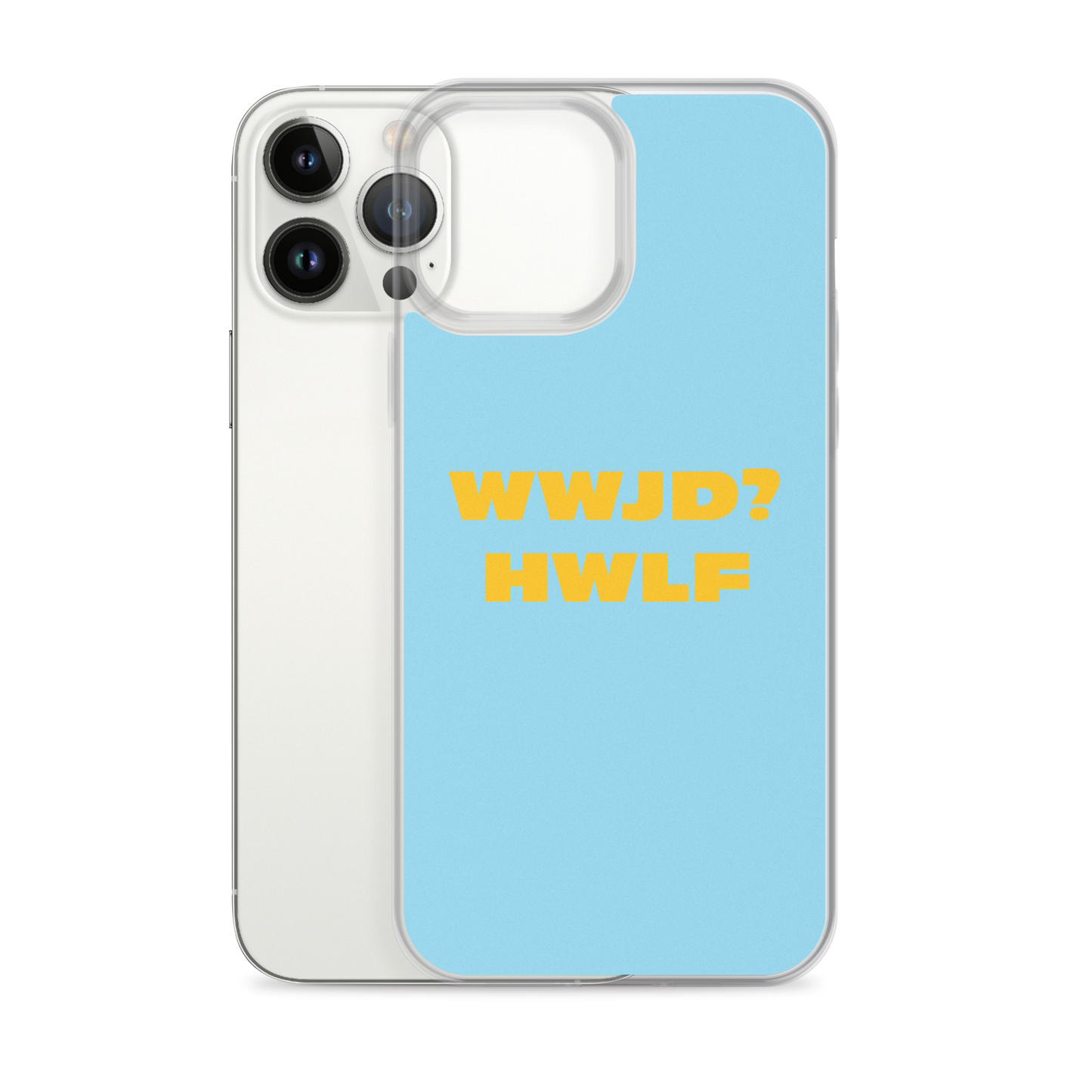 iPhone® Cases – WWJD? HWLF (blue/gold; available for most models)