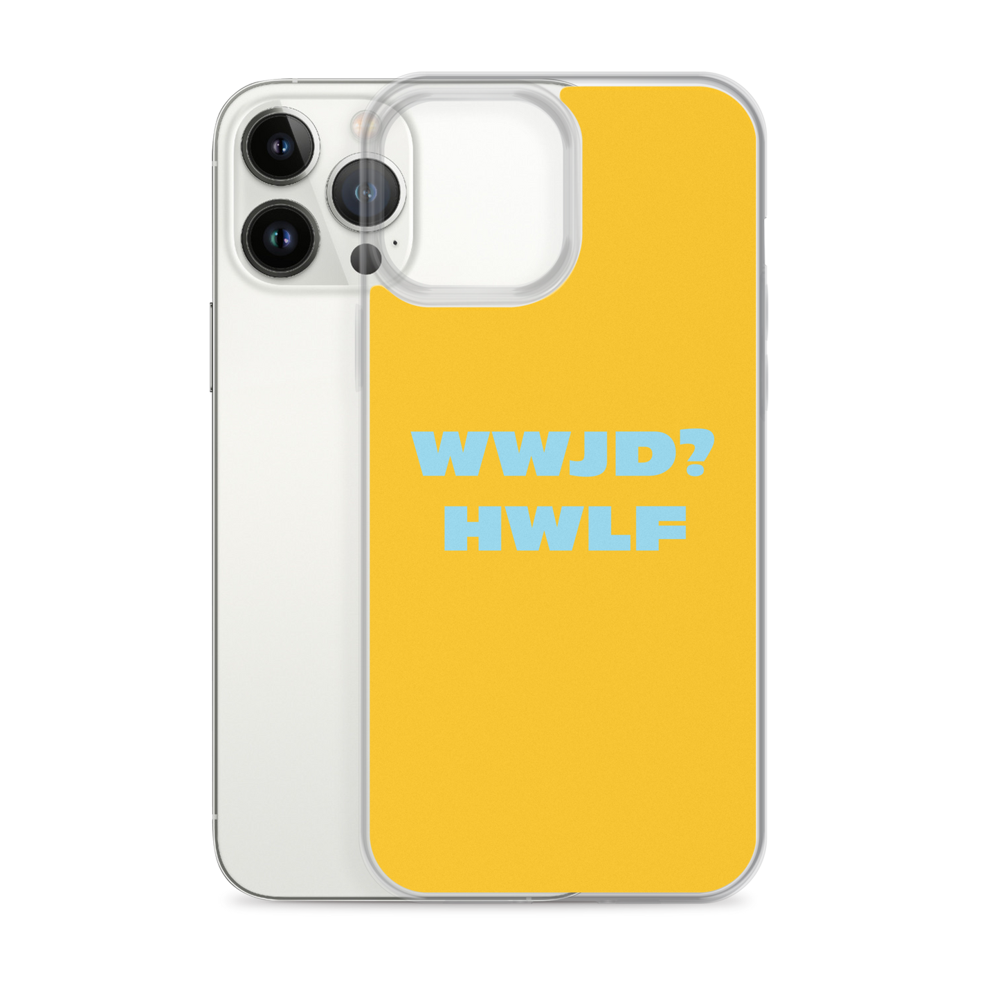 iPhone® Cases – WWJD? HWLF (gold/blue; available for most models)