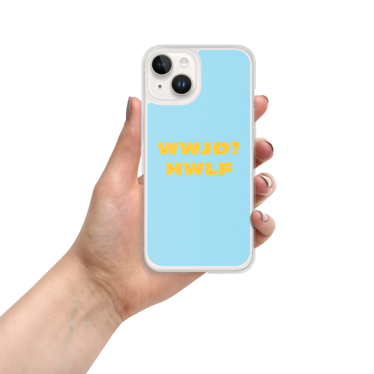 iPhone® Cases – WWJD? HWLF (blue/gold; available for most models)