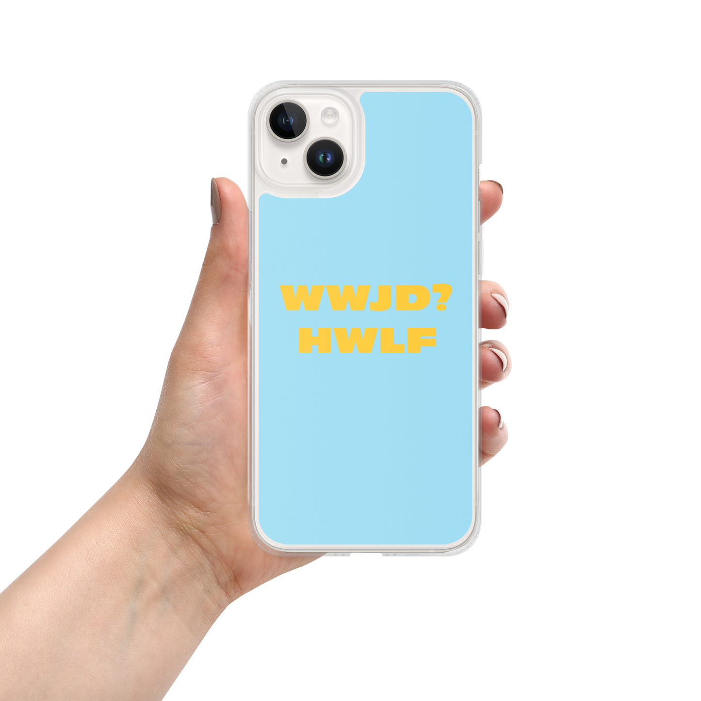 iPhone® Cases – WWJD? HWLF (blue/gold; available for most models)