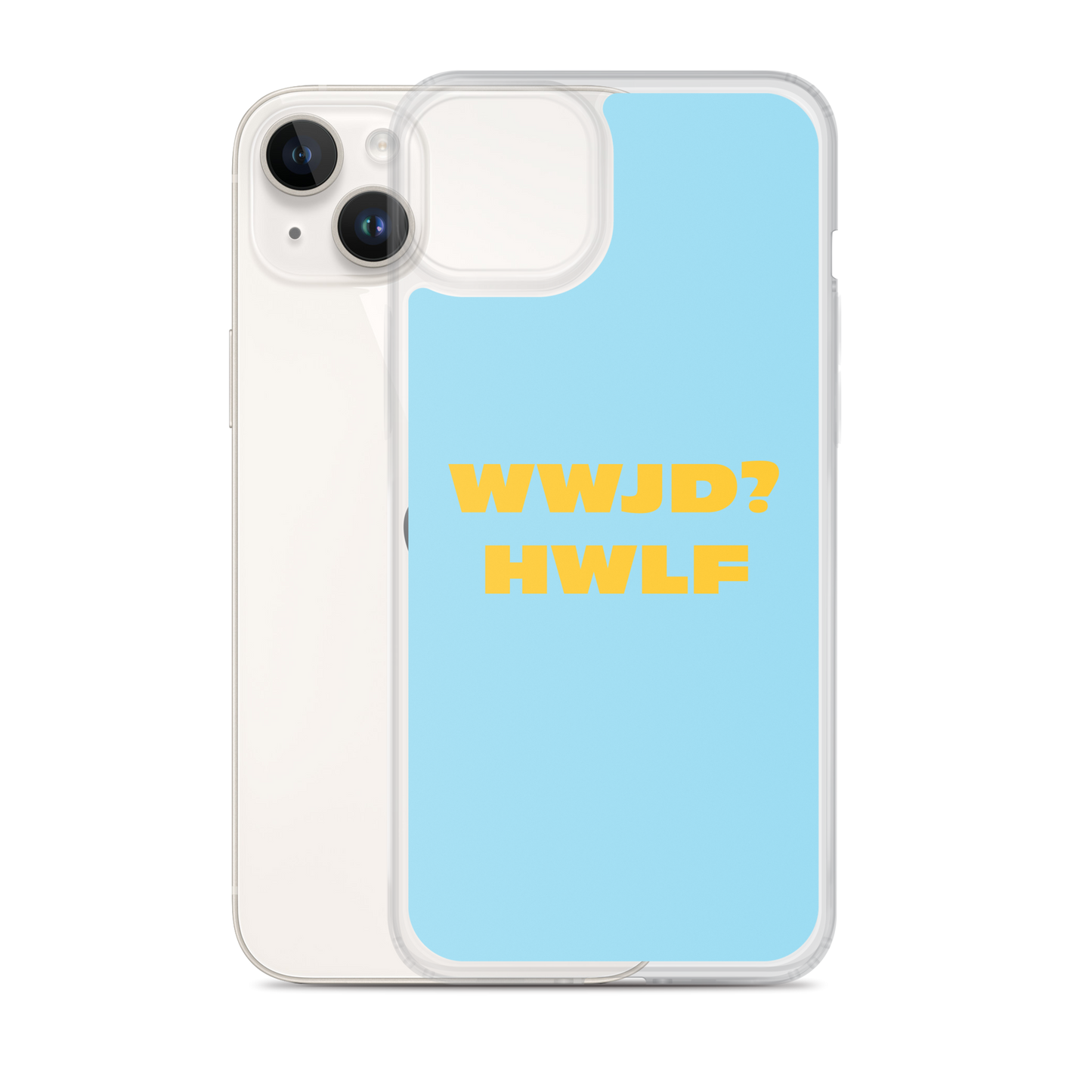 iPhone® Cases – WWJD? HWLF (blue/gold; available for most models)