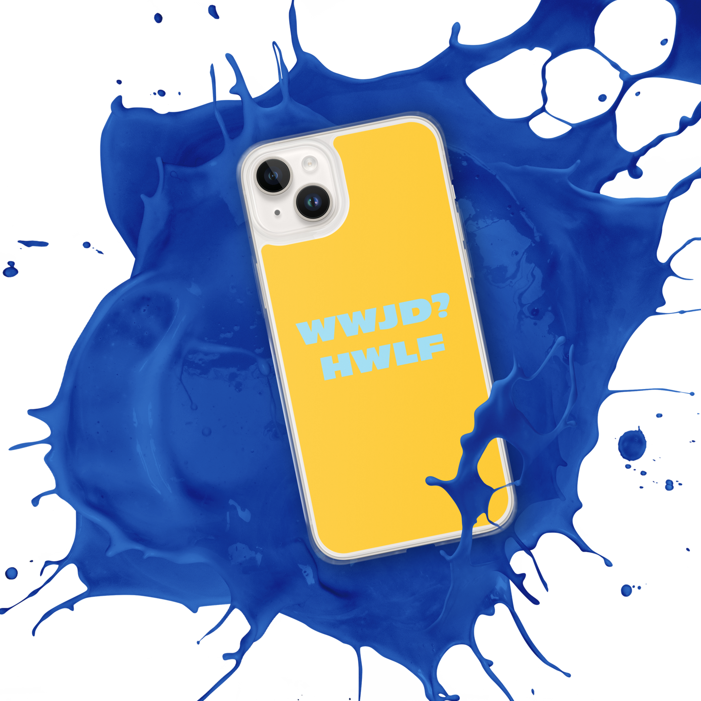 iPhone® Cases – WWJD? HWLF (gold/blue; available for most models)