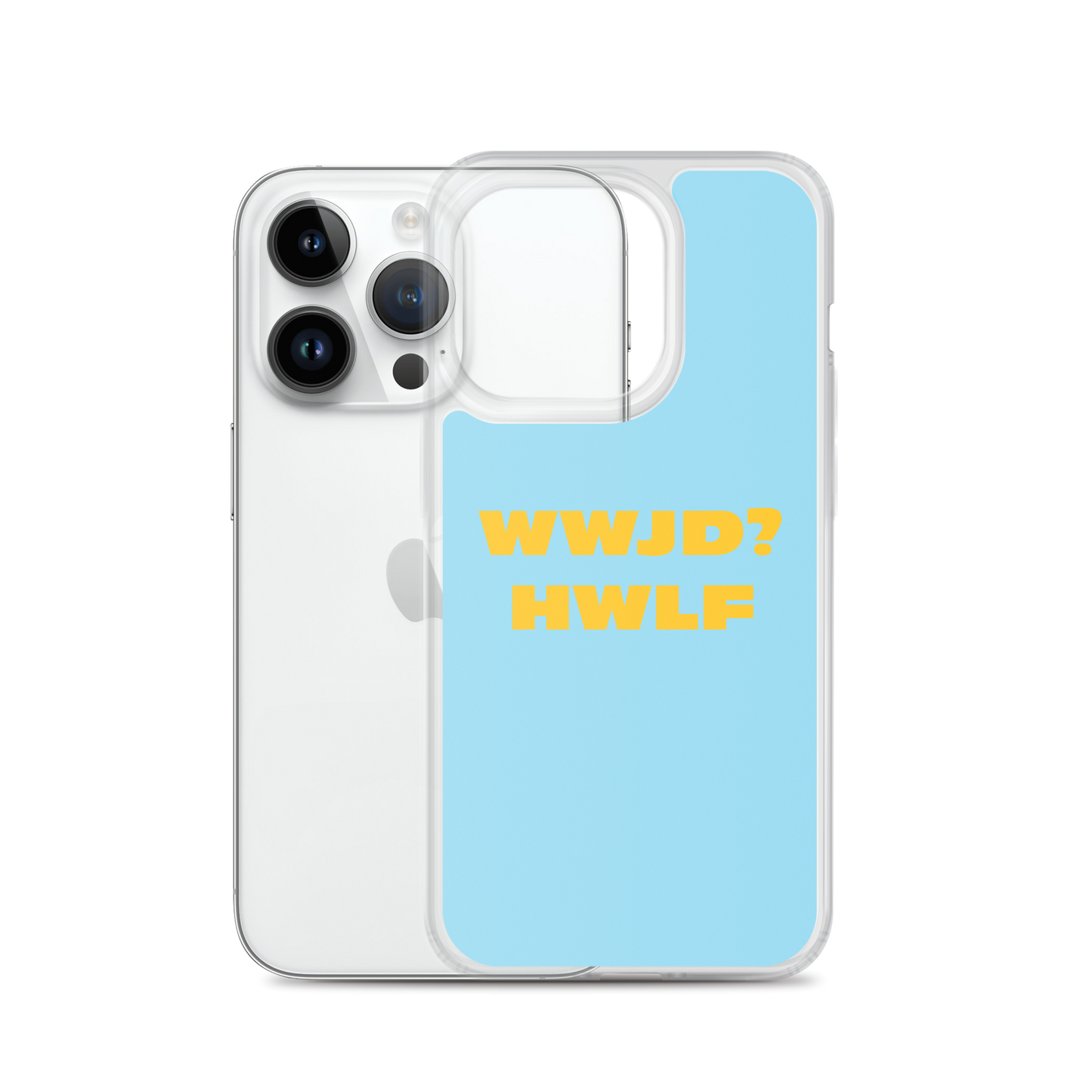 iPhone® Cases – WWJD? HWLF (blue/gold; available for most models)