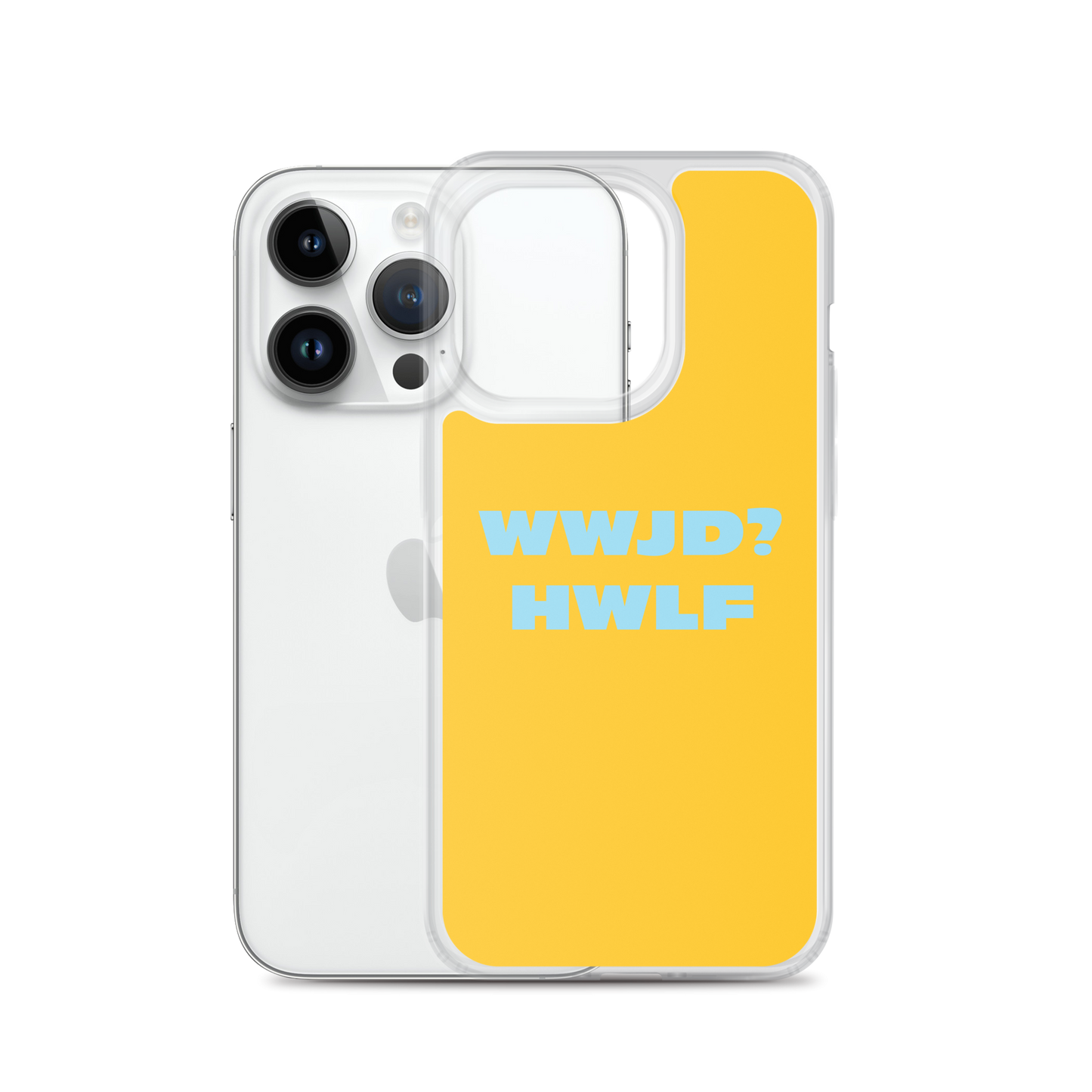 iPhone® Cases – WWJD? HWLF (gold/blue; available for most models)