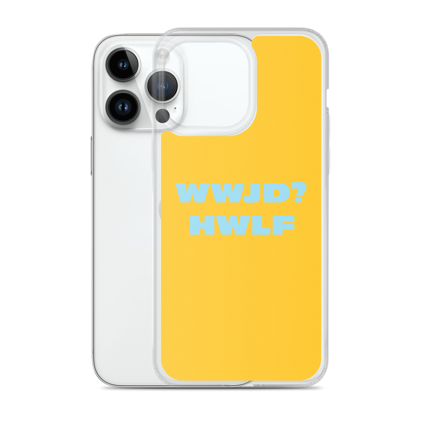 iPhone® Cases – WWJD? HWLF (gold/blue; available for most models)