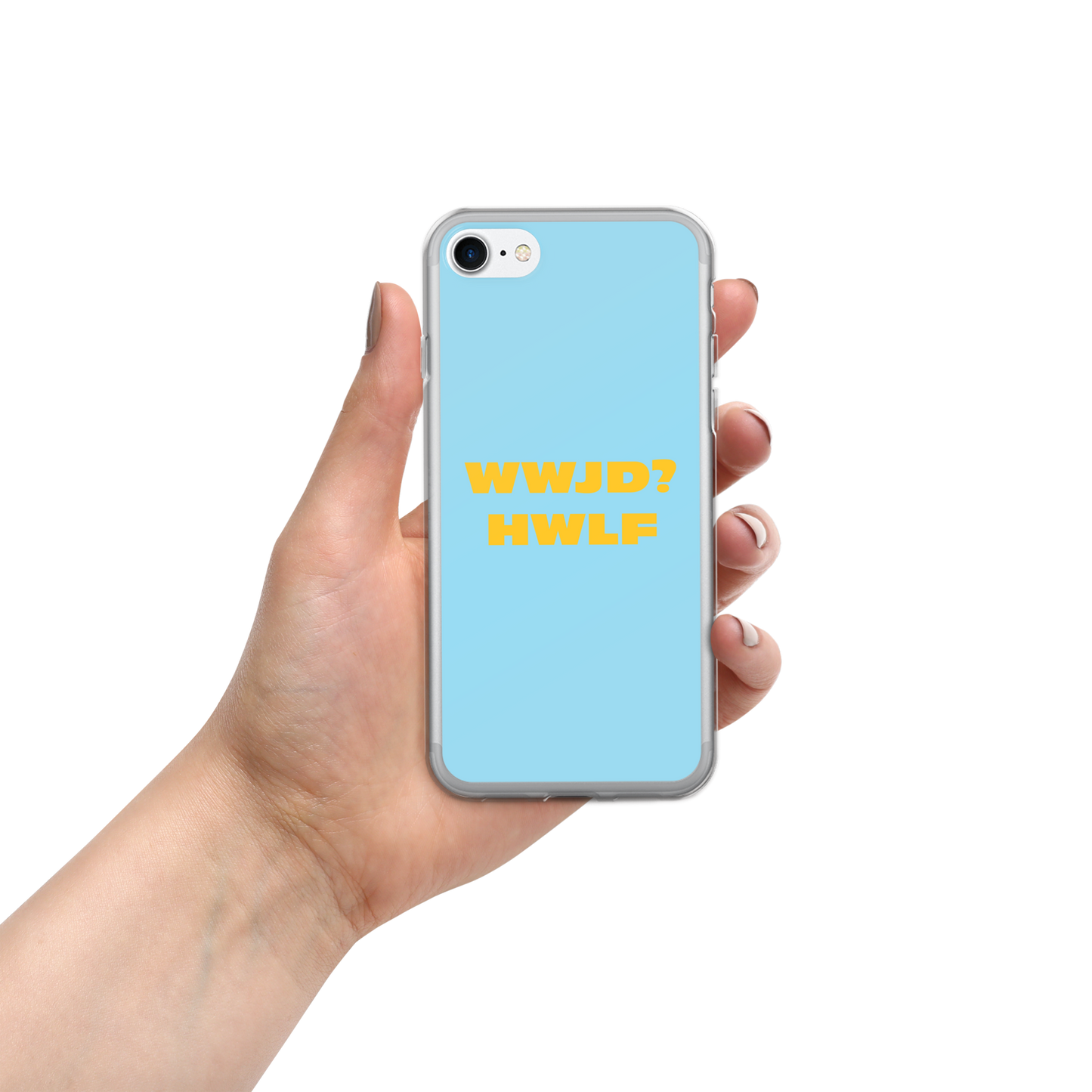 iPhone® Cases – WWJD? HWLF (blue/gold; available for most models)