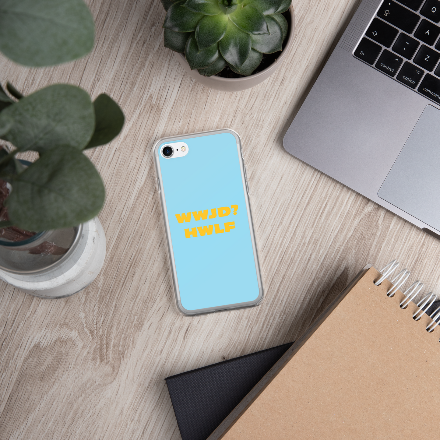 iPhone® Cases – WWJD? HWLF (blue/gold; available for most models)