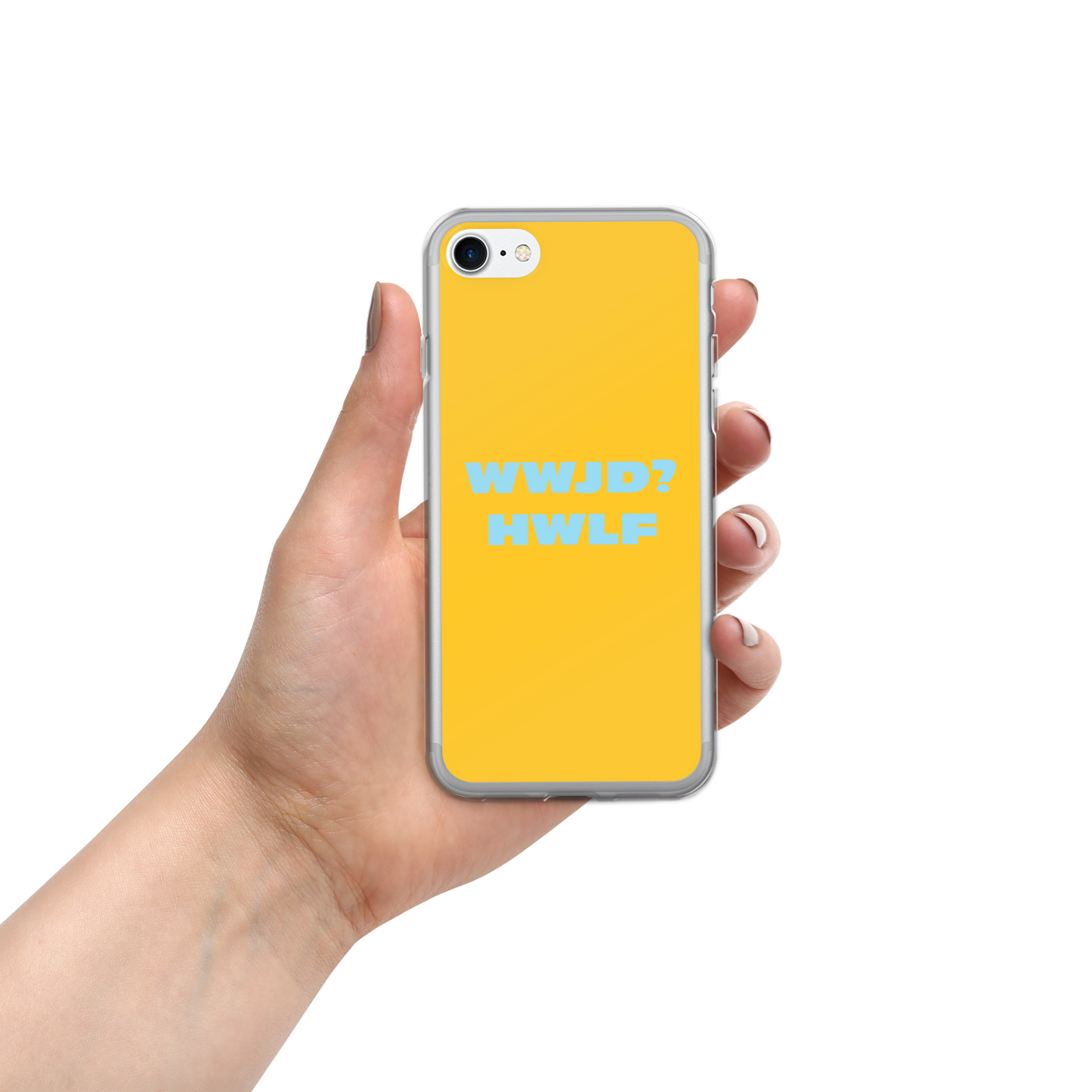 iPhone® Cases – WWJD? HWLF (gold/blue; available for most models)