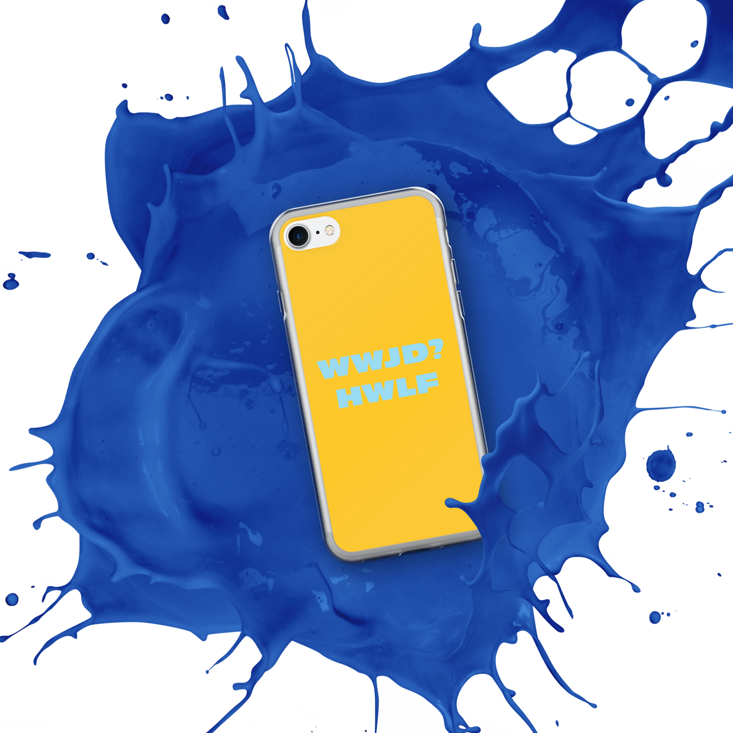 iPhone® Cases – WWJD? HWLF (gold/blue; available for most models)