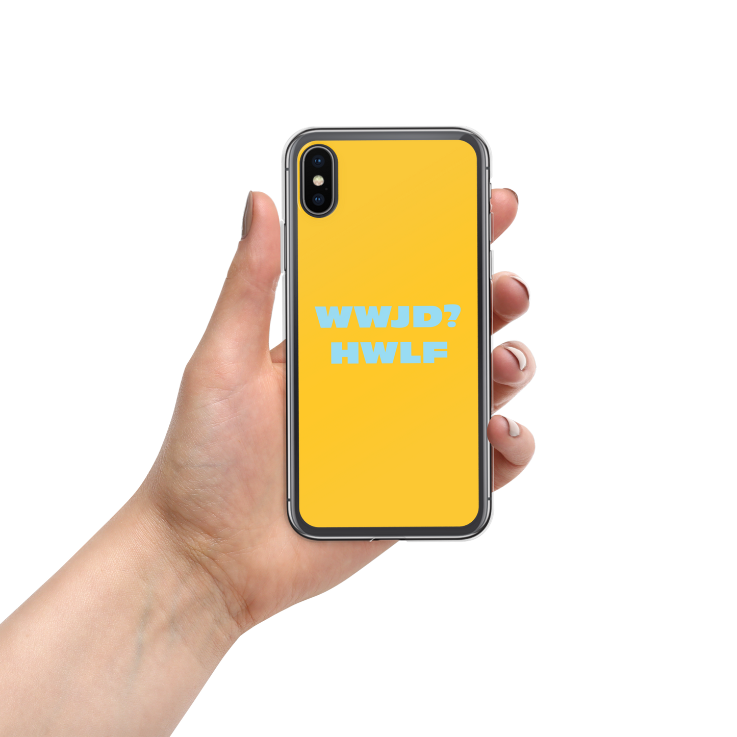 iPhone® Cases – WWJD? HWLF (gold/blue; available for most models)