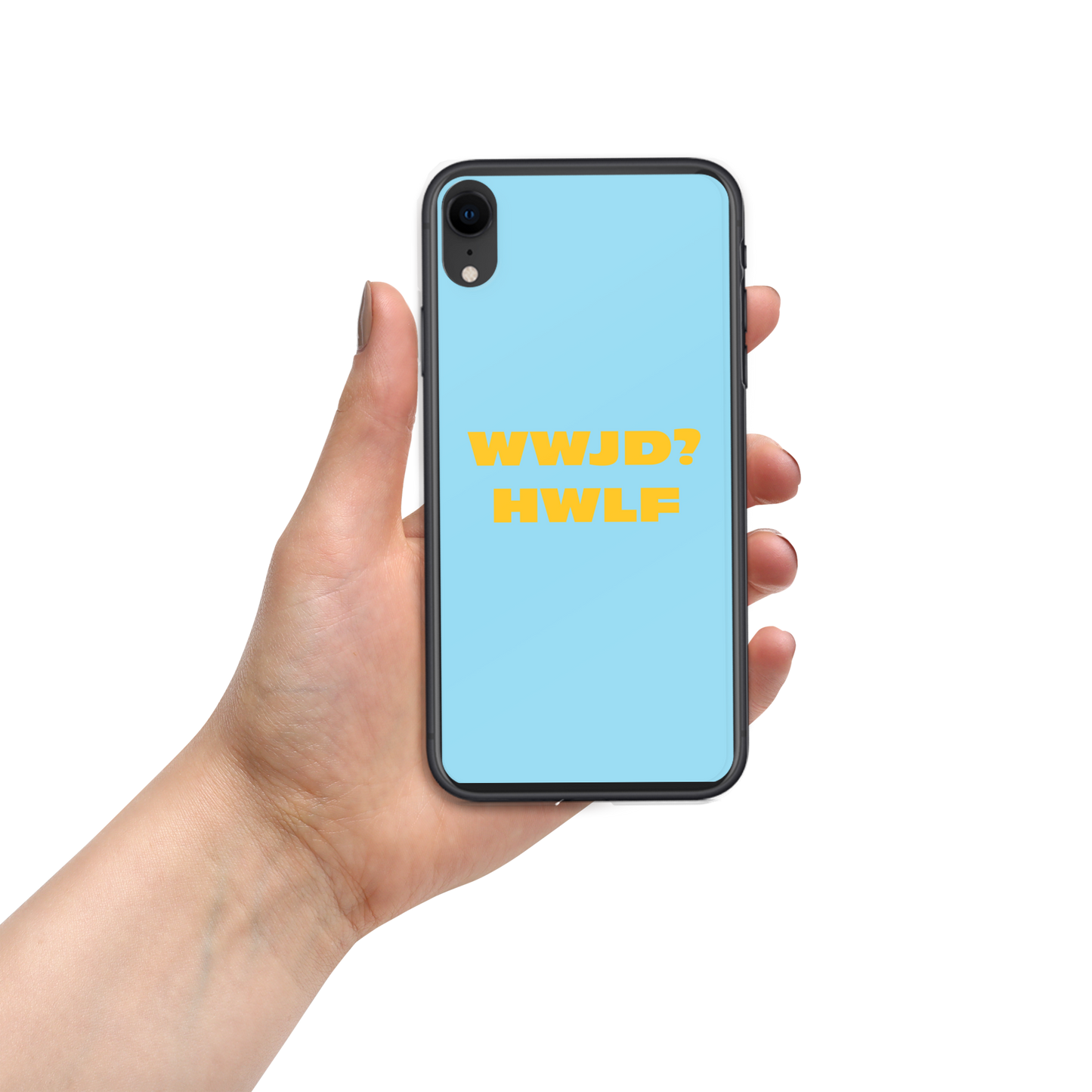 iPhone® Cases – WWJD? HWLF (blue/gold; available for most models)