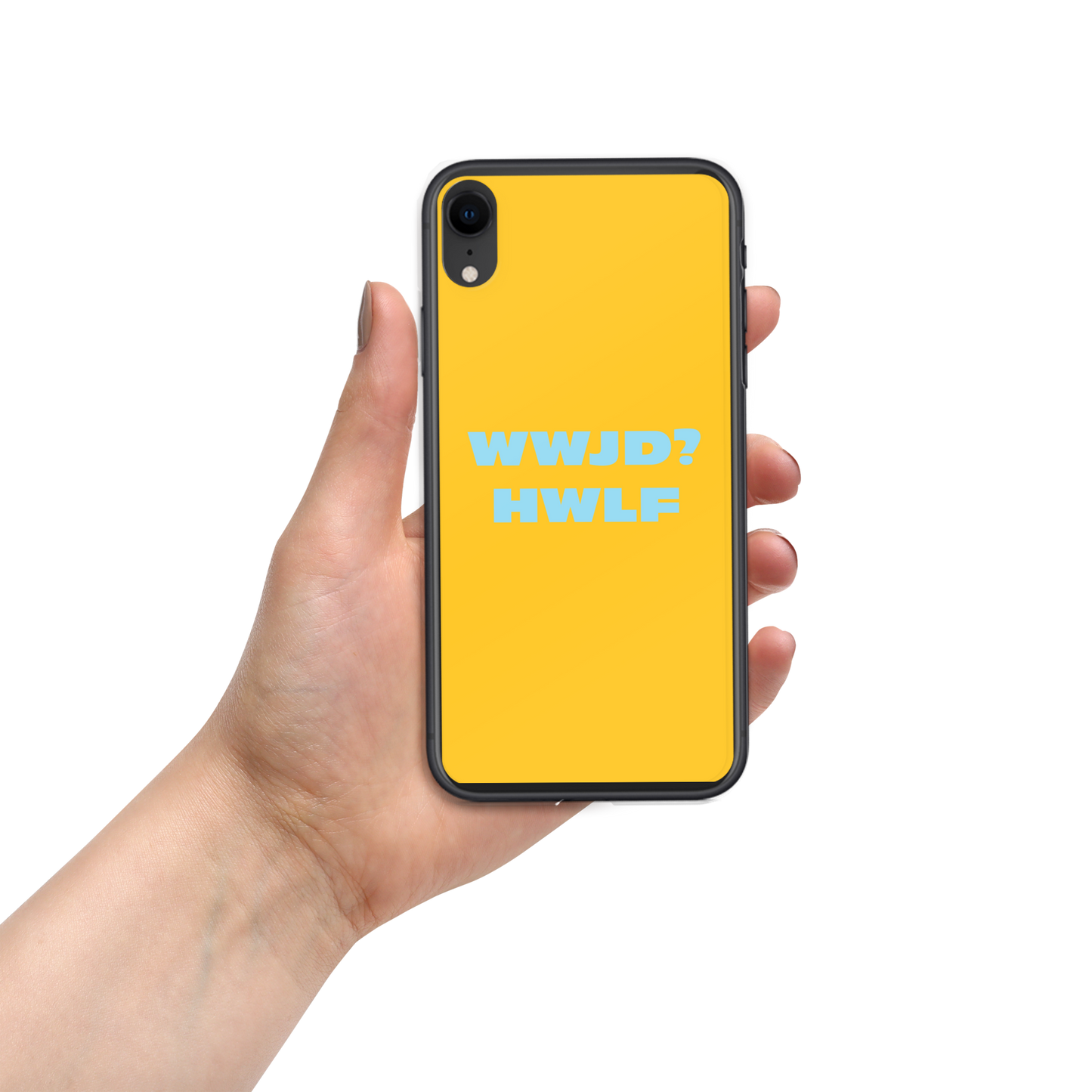 iPhone® Cases – WWJD? HWLF (gold/blue; available for most models)