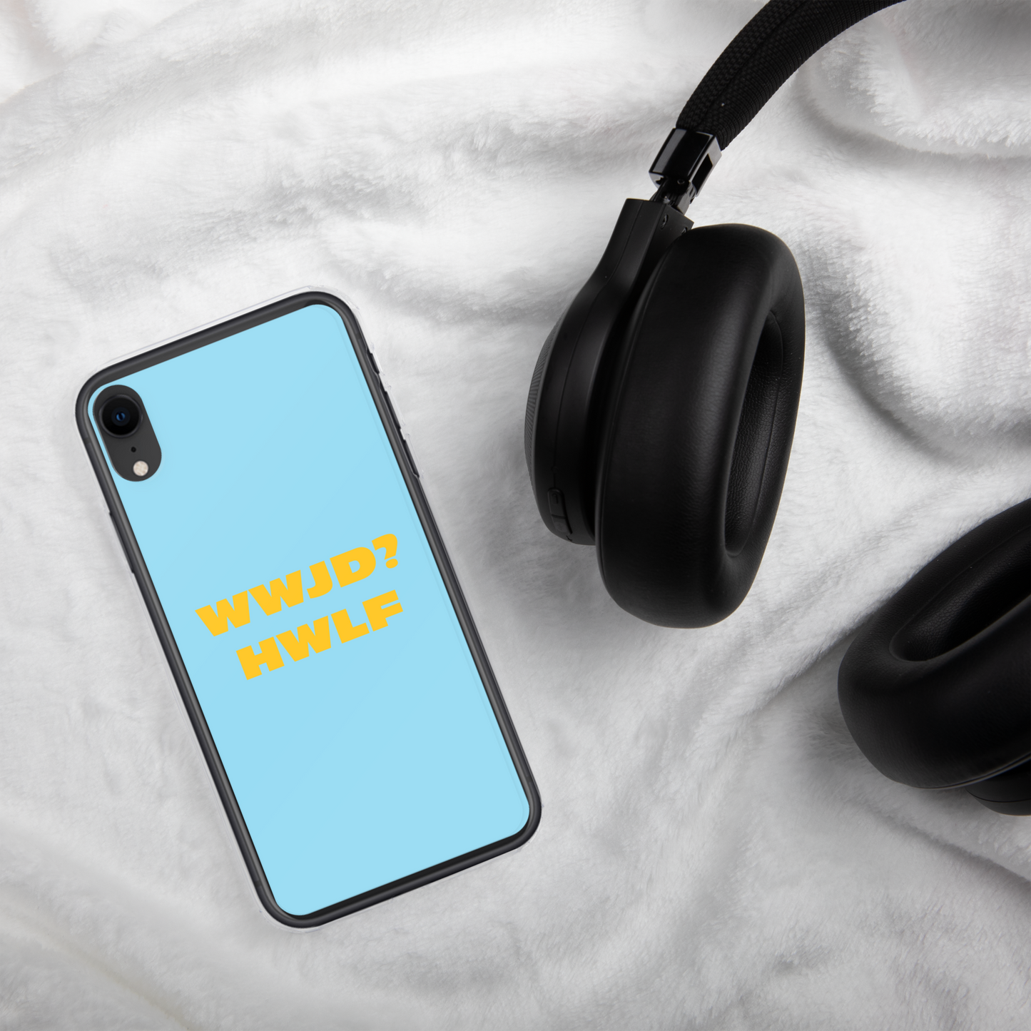 iPhone® Cases – WWJD? HWLF (blue/gold; available for most models)